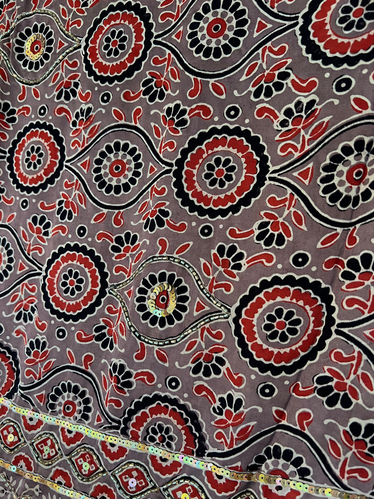 SIENNA SECRET - Pure Modal Ajrakh Hand Embroidered Saree
