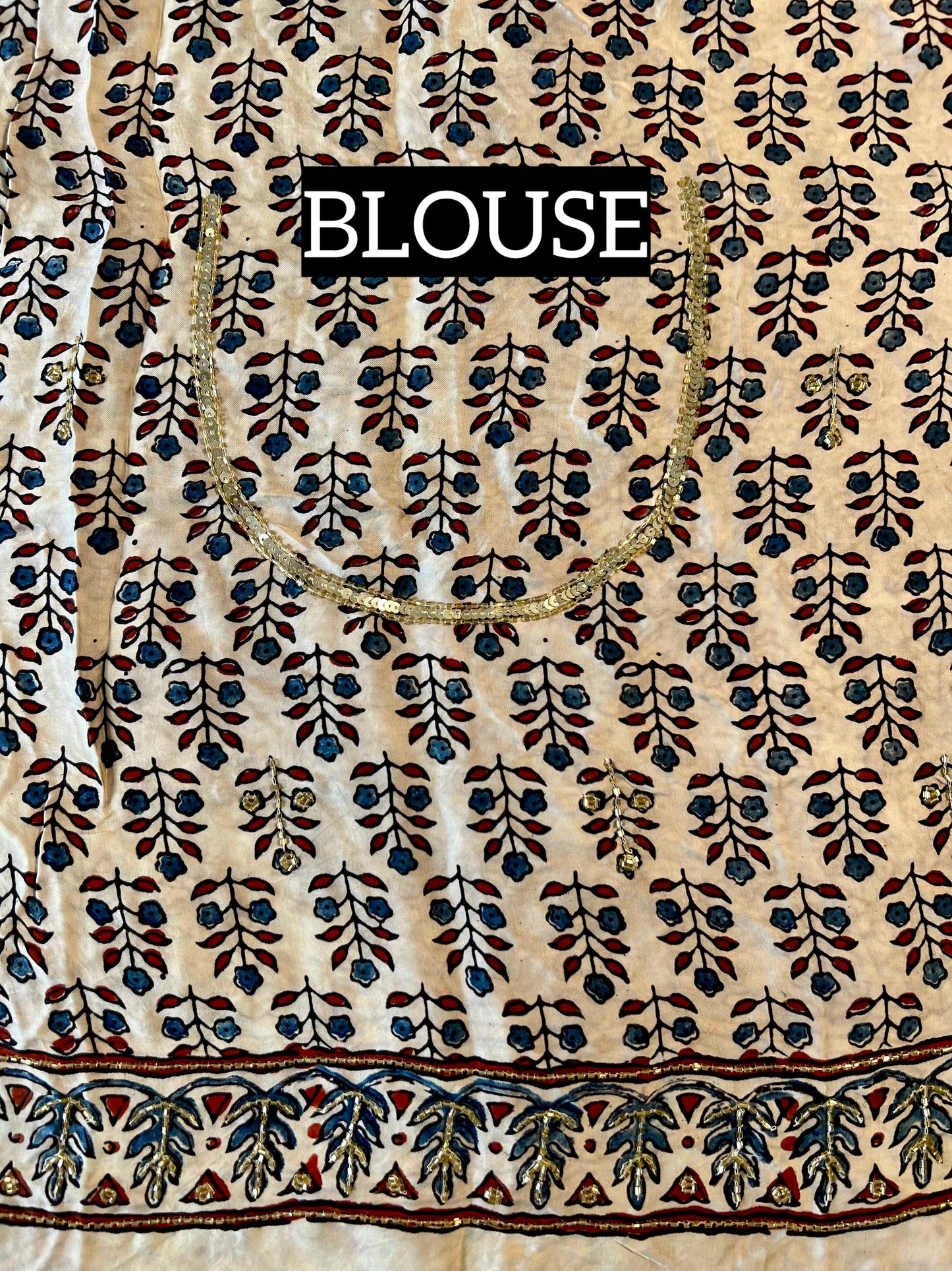 PEARL ORCHID - Pure Modal Ajrakh Hand Embroidered Saree