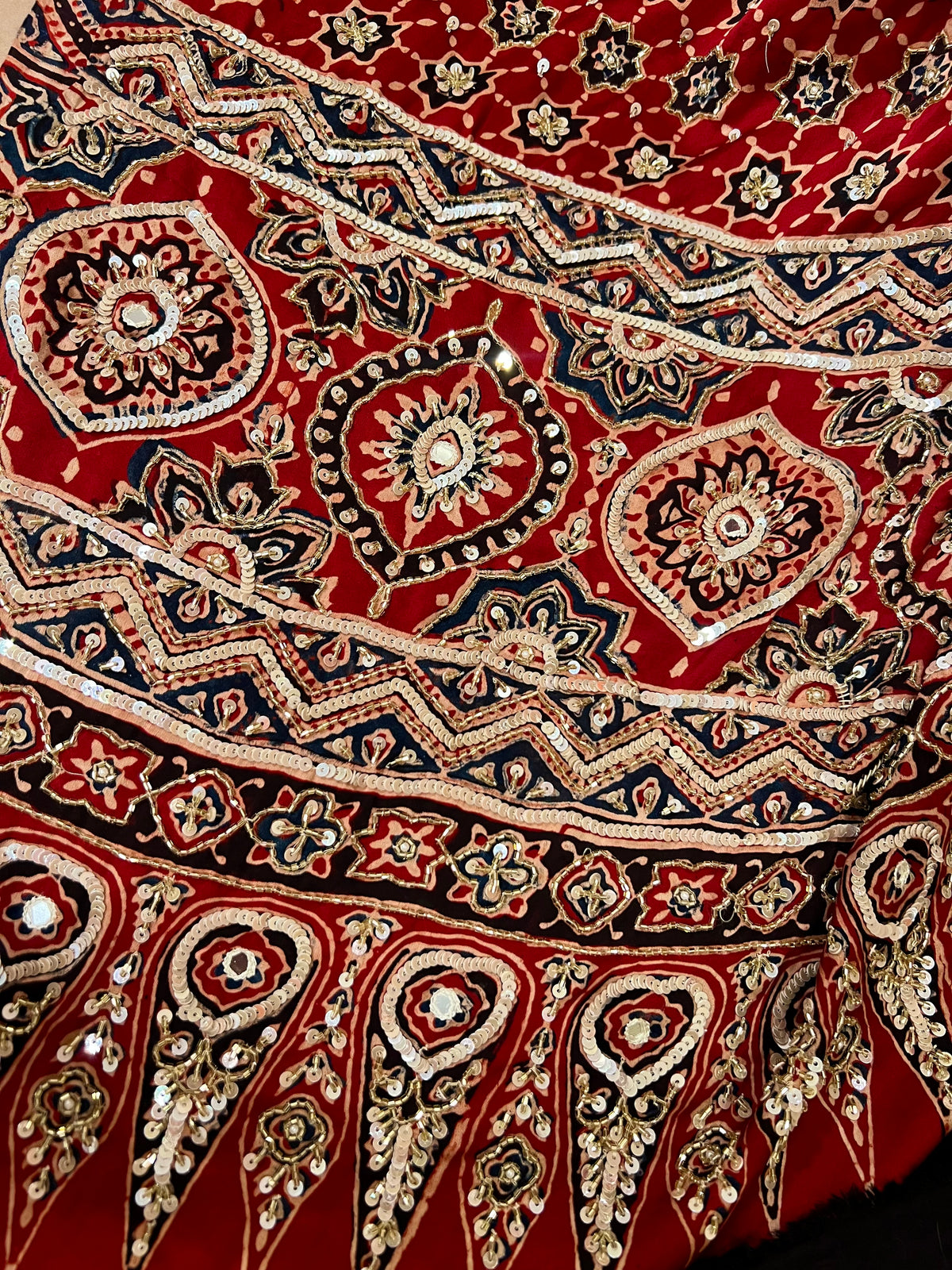 PASSION BLOOM - Pure Modal Ajrakh Hand Embroidered Saree