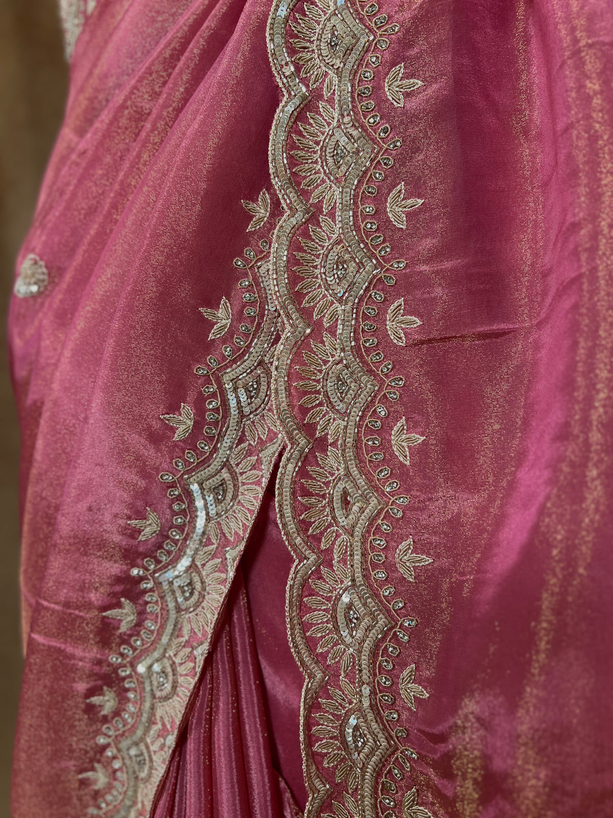 DEVYANI - Pure Tissue Zardosi Hand Embroidered Saree