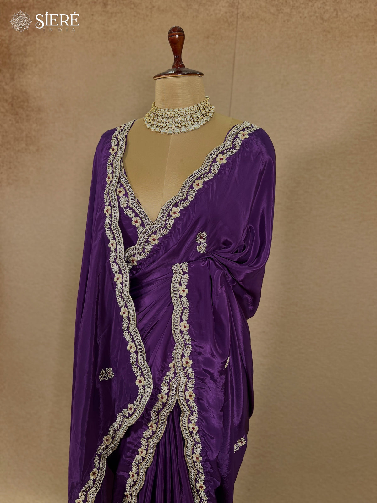 MALLIKA - Pure Crepe Zardosi Hand Embroidered Saree