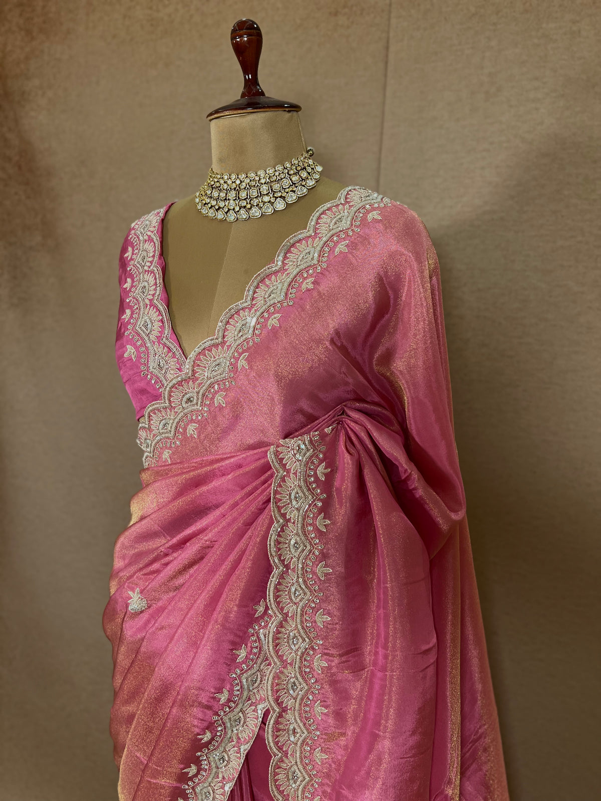 DEVYANI - Pure Tissue Zardosi Hand Embroidered Saree