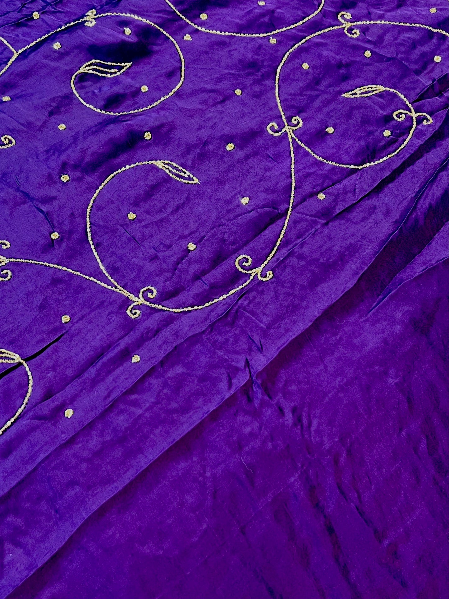 MOONLIT AMETHYST - Pure Modal Ajrakh Hand Embroidered Saree