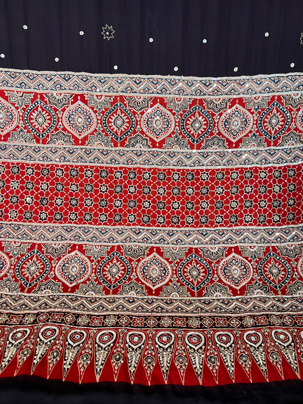GLITTER AFFAIR - Pure Modal Ajrakh Hand Embroidered Saree