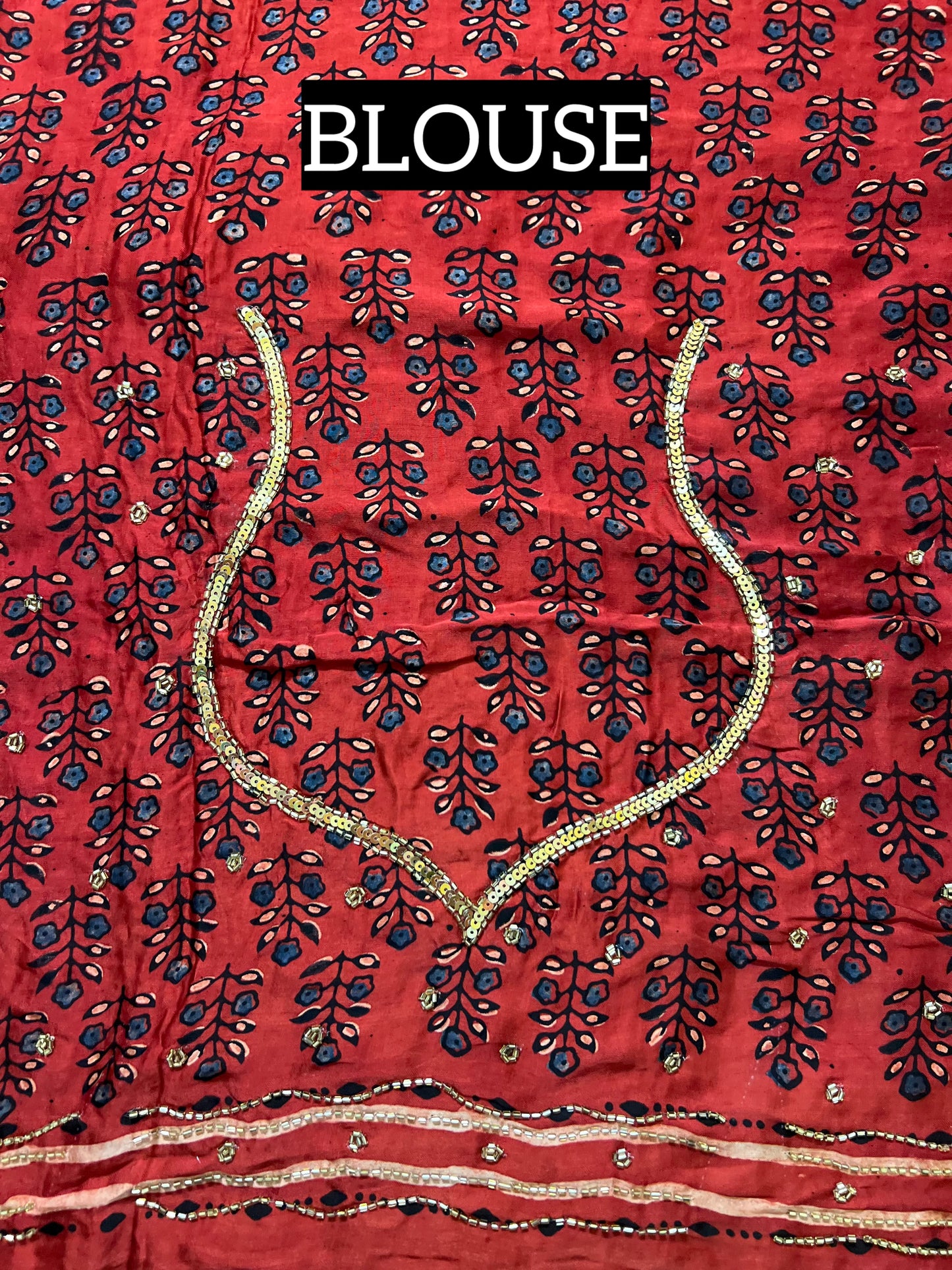 ETHEREAL ROSE - Pure Modal Ajrakh Hand Embroidered Saree