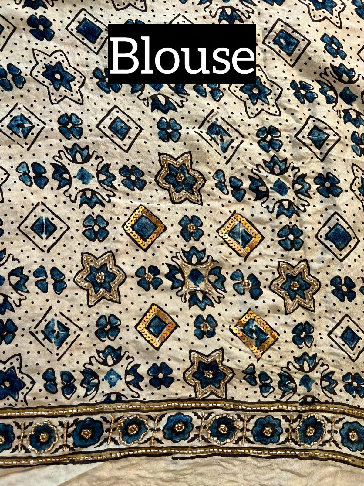 IVORY POETRY - Pure Modal Ajrakh Hand Embroidered Saree