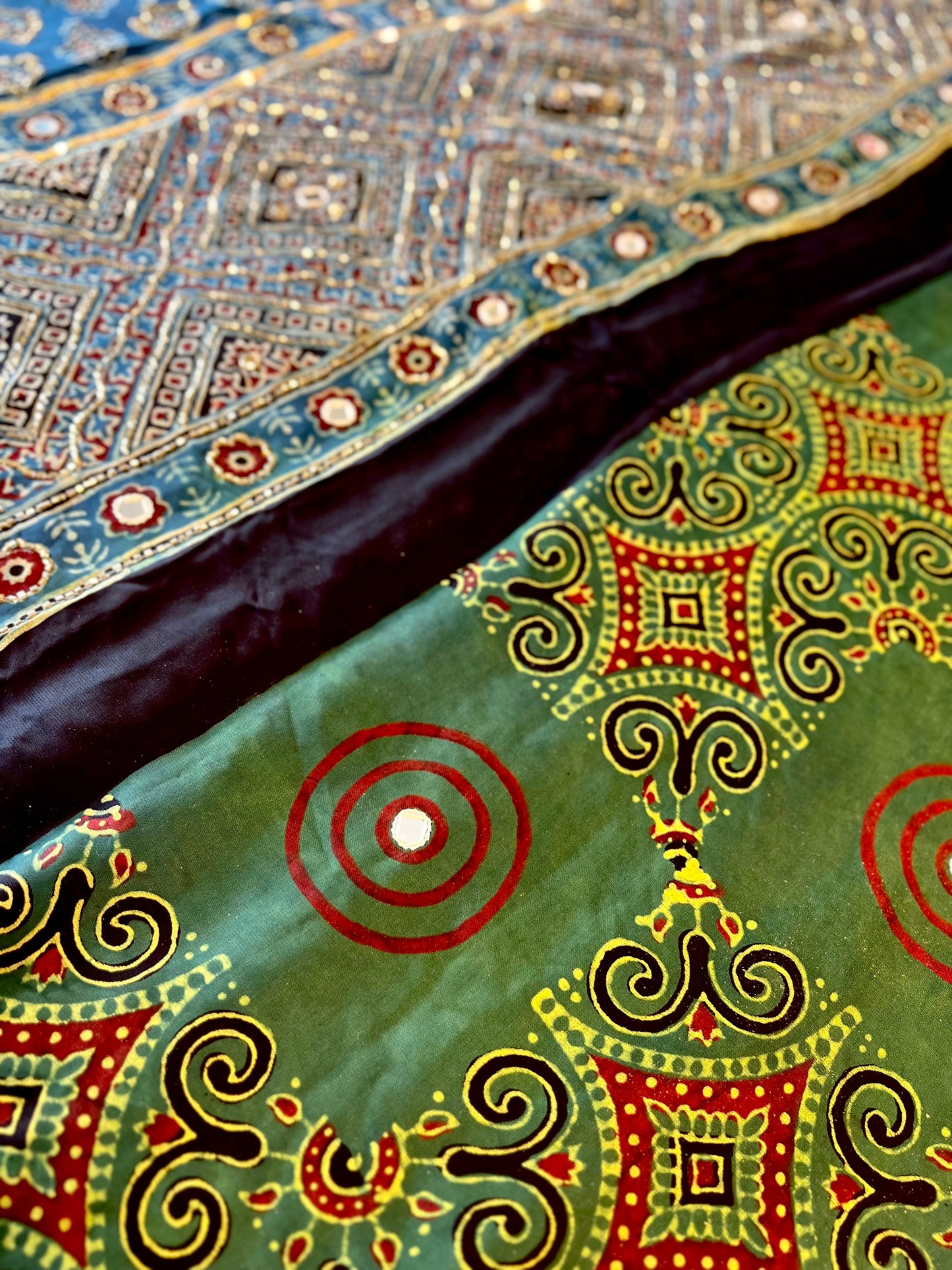 MOSS & SKY - Pure Modal Ajrakh Hand Embroidered Saree