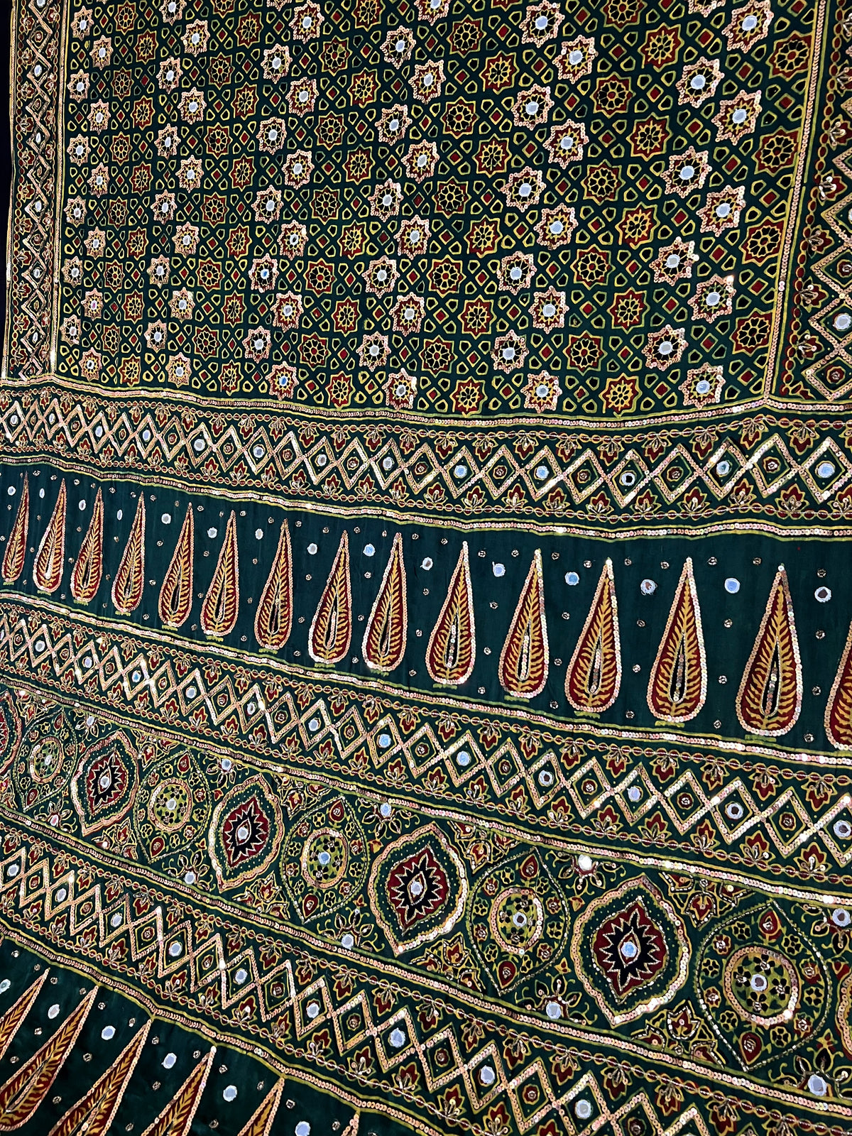DIVINE JEWEL - Pure Modal Ajrakh Hand Embroidered Saree