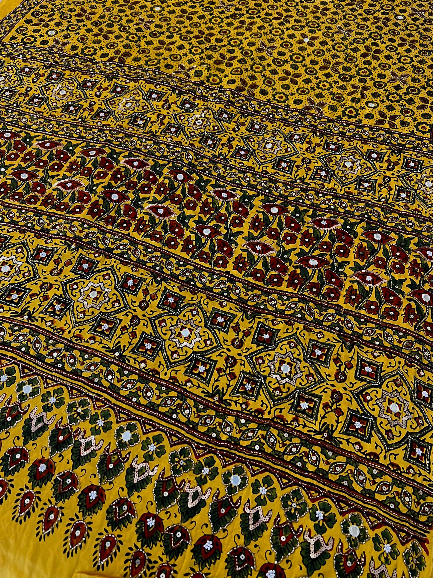 SUNNY DREAM - Pure Modal Ajrakh Hand Embroidered Saree