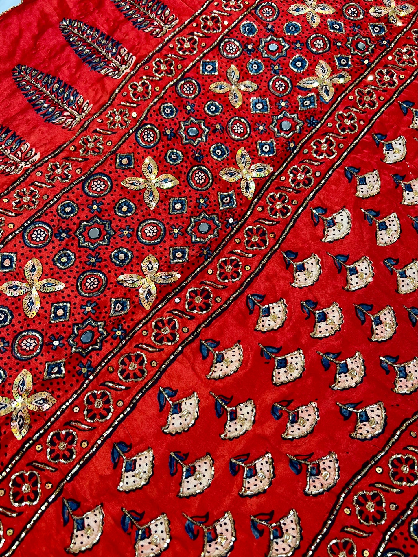 RUBY ROSE - Pure Modal Ajrakh Hand Embroidered Saree
