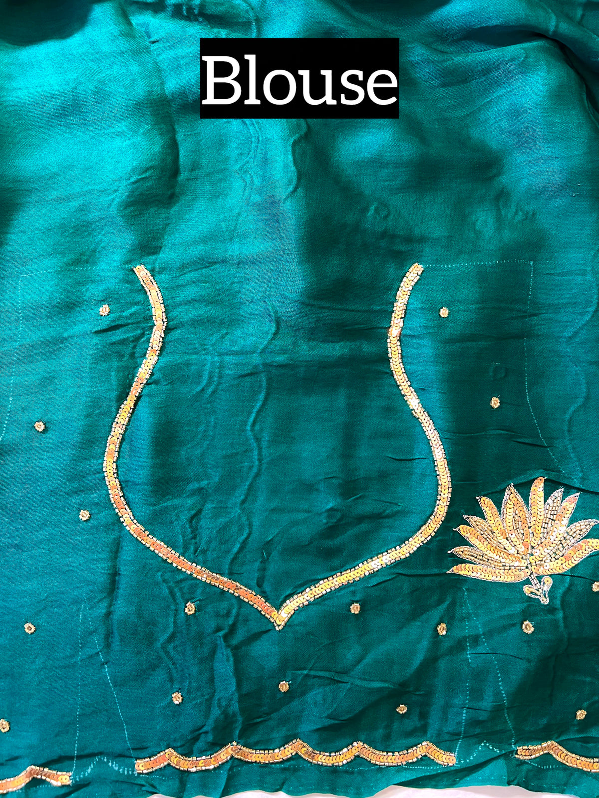 EMERALD LOTUS - Pure Modal Hand Embroidered Saree with Tassels
