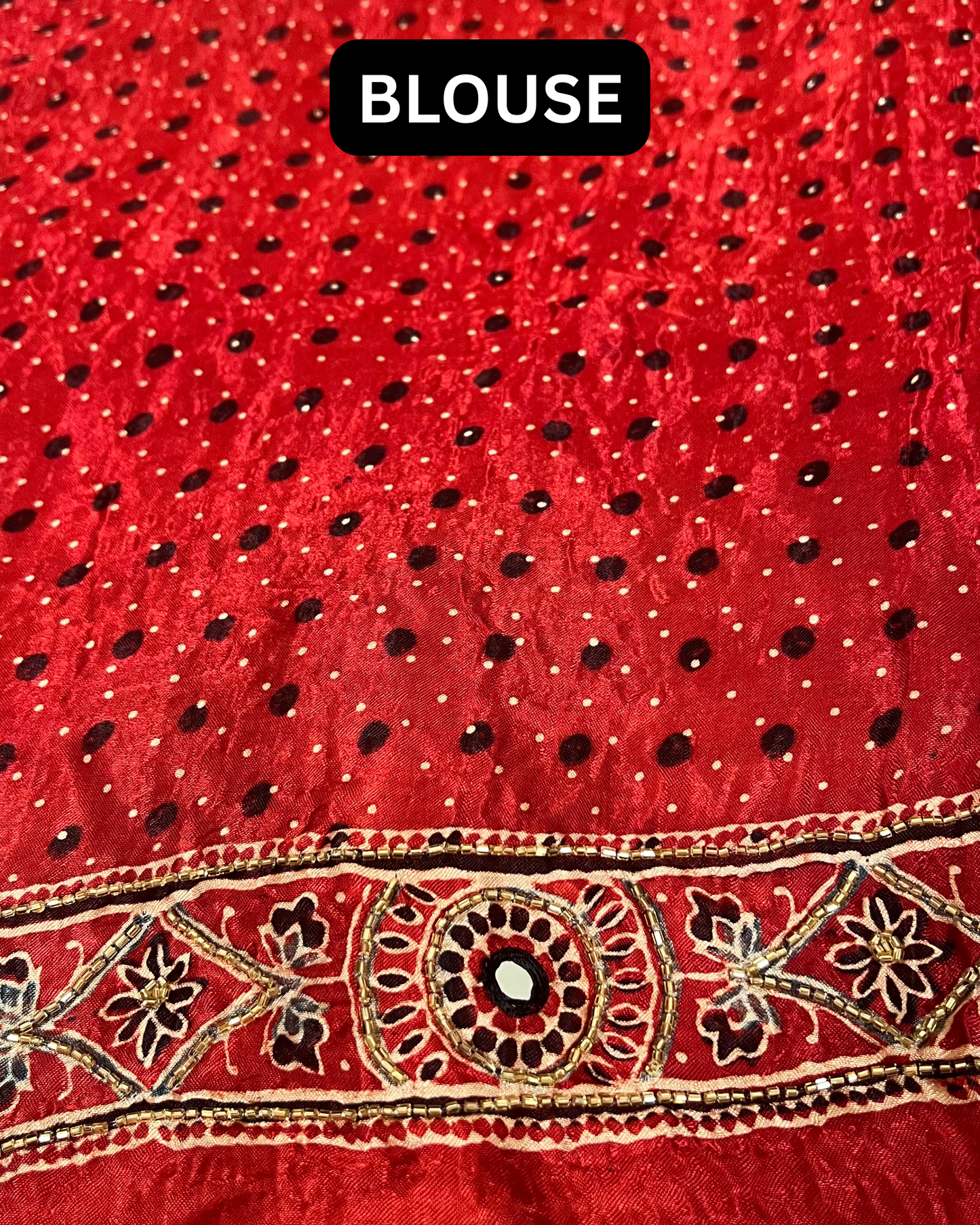 Red Stripes Pure Modal Ajrakh Hand Embroidered Saree