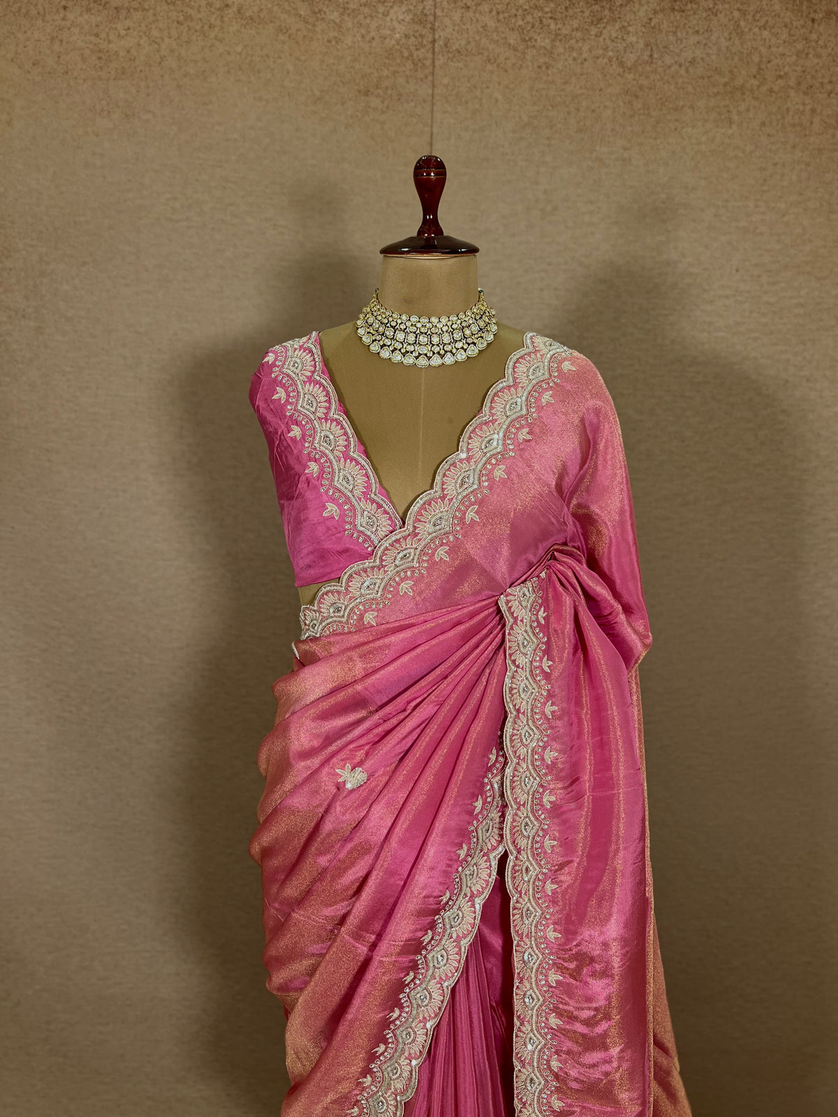 DEVYANI - Pure Tissue Zardosi Hand Embroidered Saree