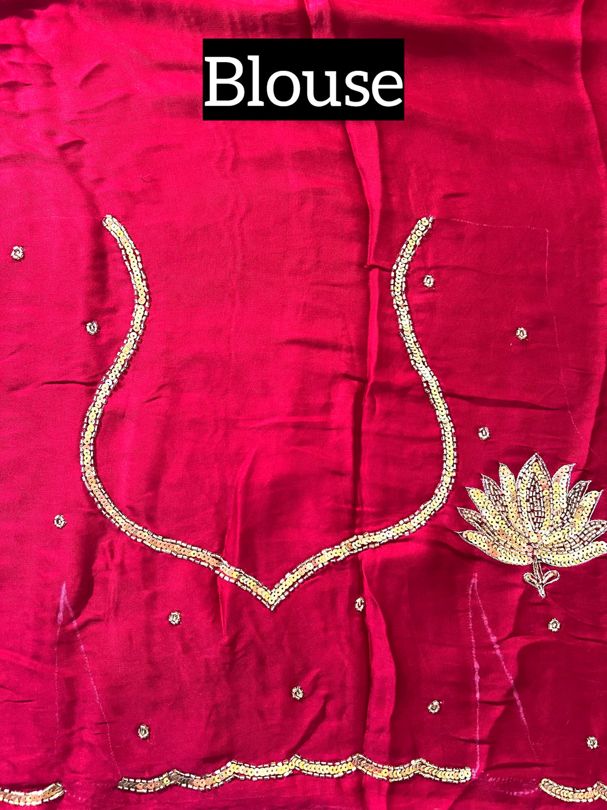 RUBY LOTUS - Pure Modal Hand Embroidered Saree with Tassels