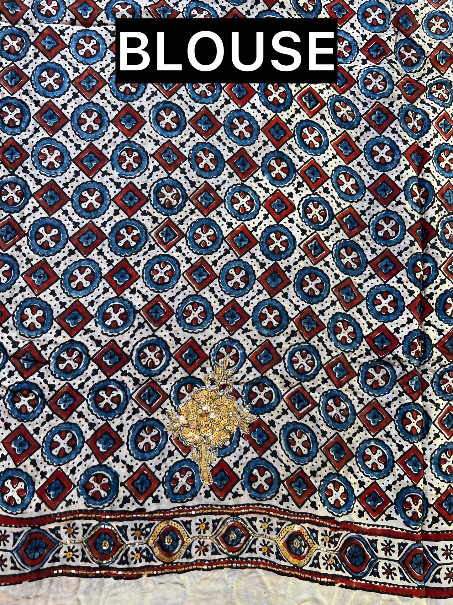 SUNEHRI ROSE - Pure Modal Ajrakh Hand Embroidered Saree