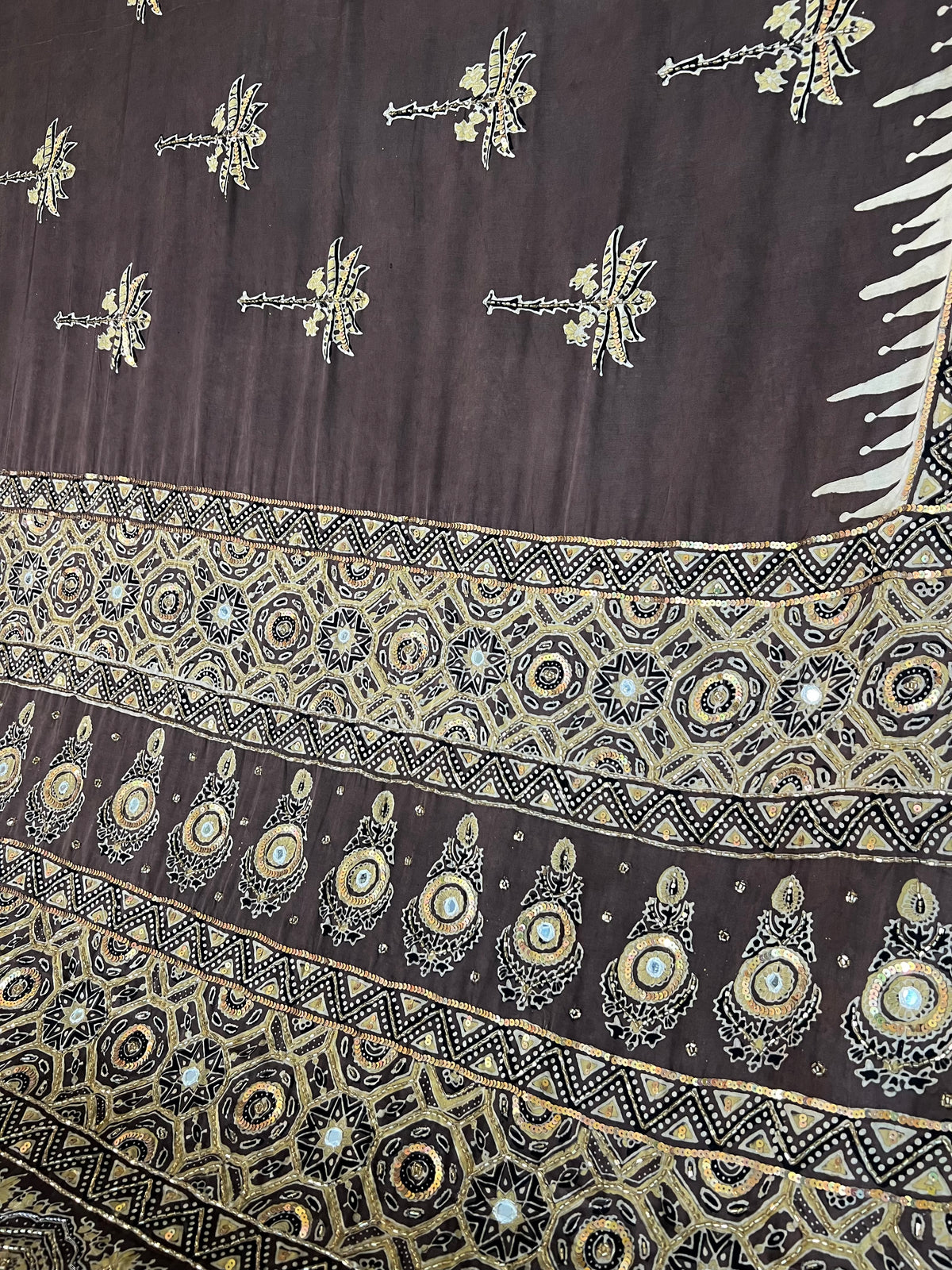SANDSTONE BLOOM - Pure Modal Ajrakh Hand Embroidered Saree