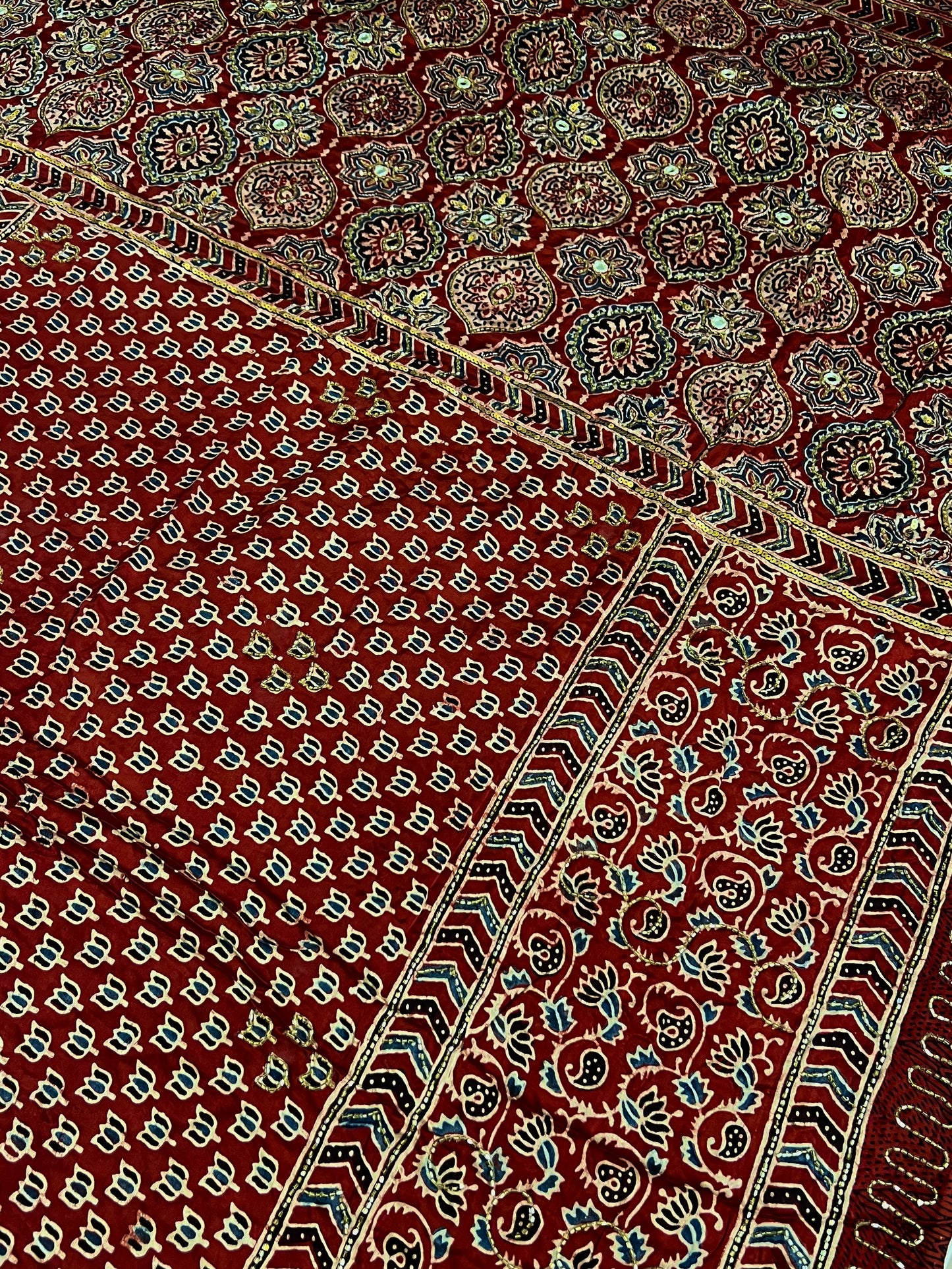 RUBY WHISPER - Pure Modal Ajrakh Hand Embroidered Saree