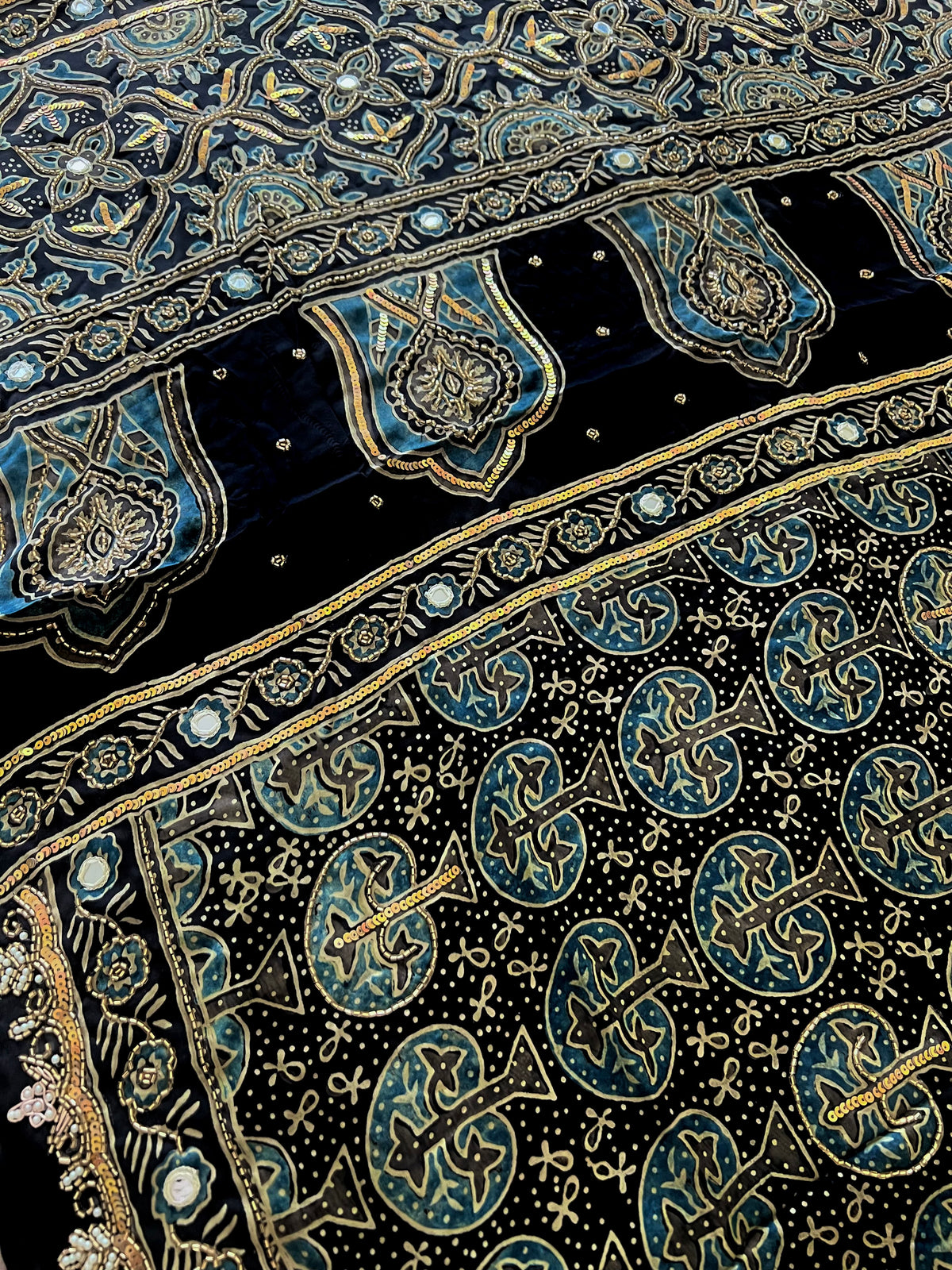 SHADOW ORCHID - Pure Modal Ajrakh Hand Embroidered Saree