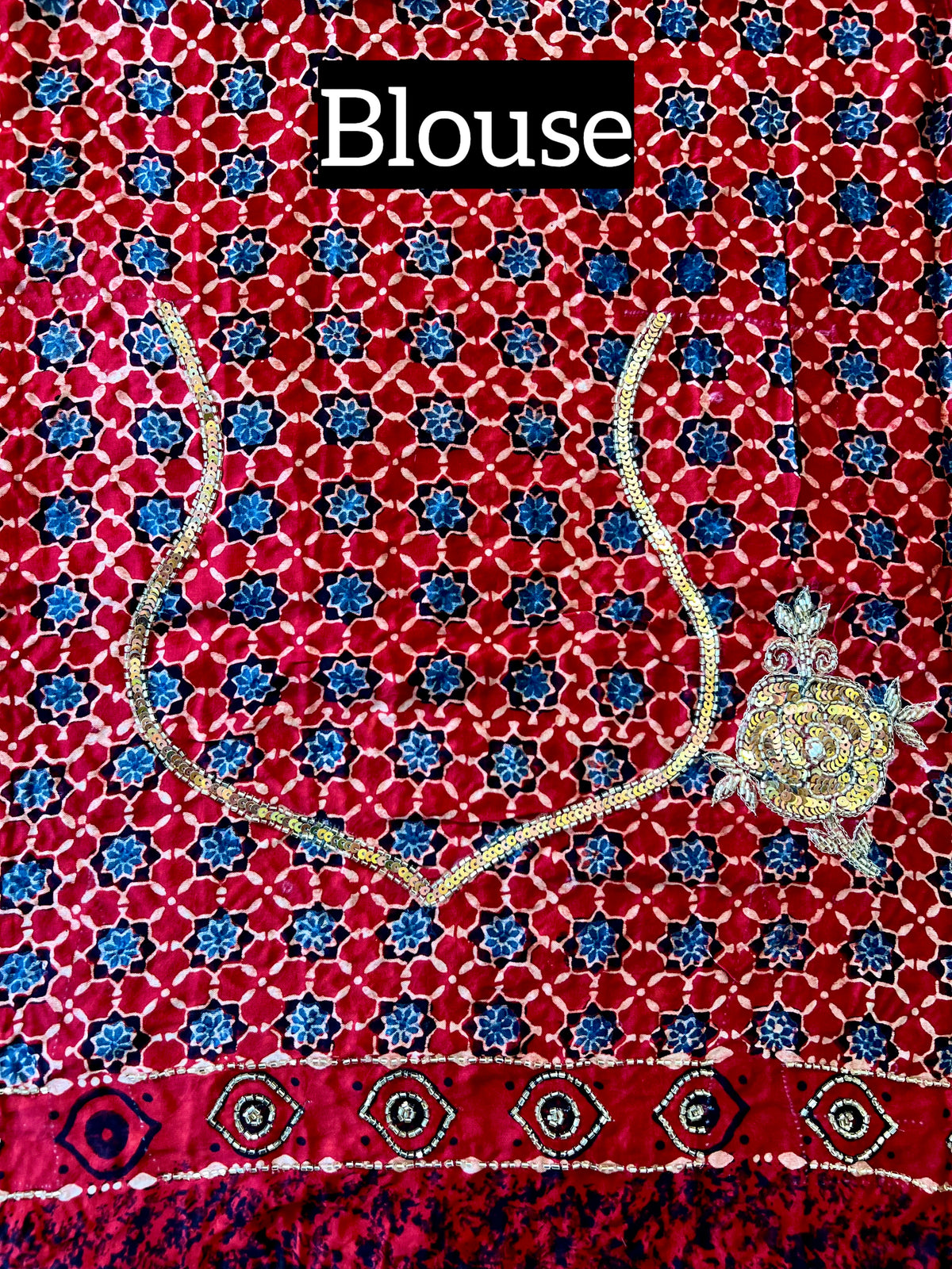 SINFUL ROSE - Pure Modal Ajrakh Hand Embroidered Saree