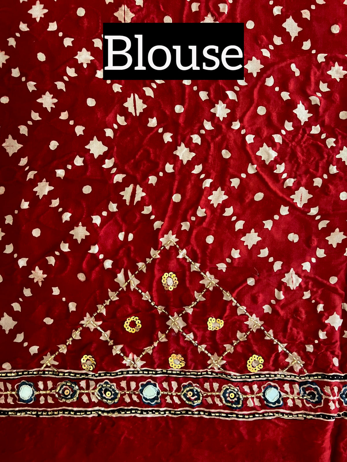 RUBY PARADISE - Pure Modal Ajrakh Hand Embroidered Saree