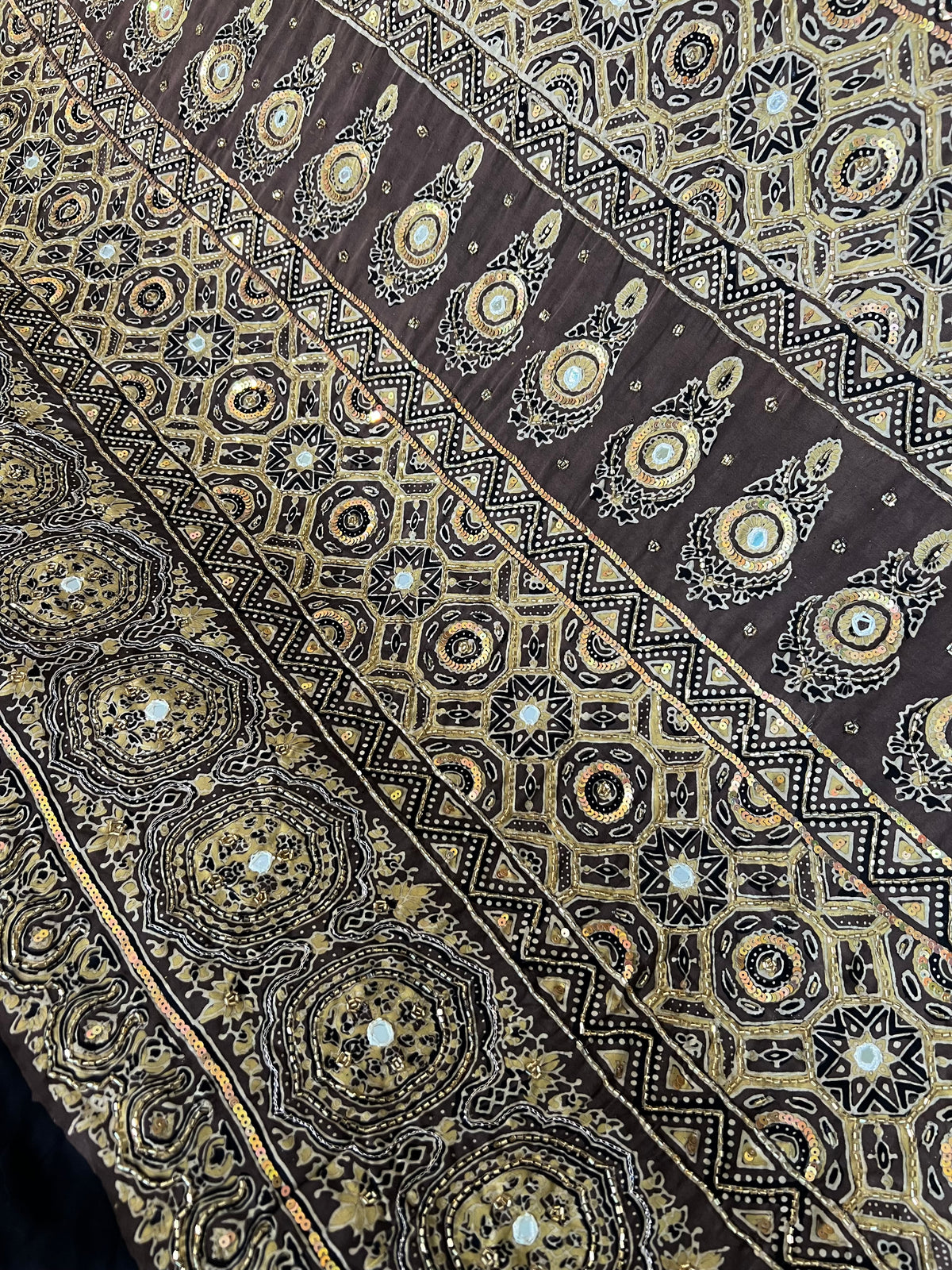 SANDSTONE BLOOM - Pure Modal Ajrakh Hand Embroidered Saree