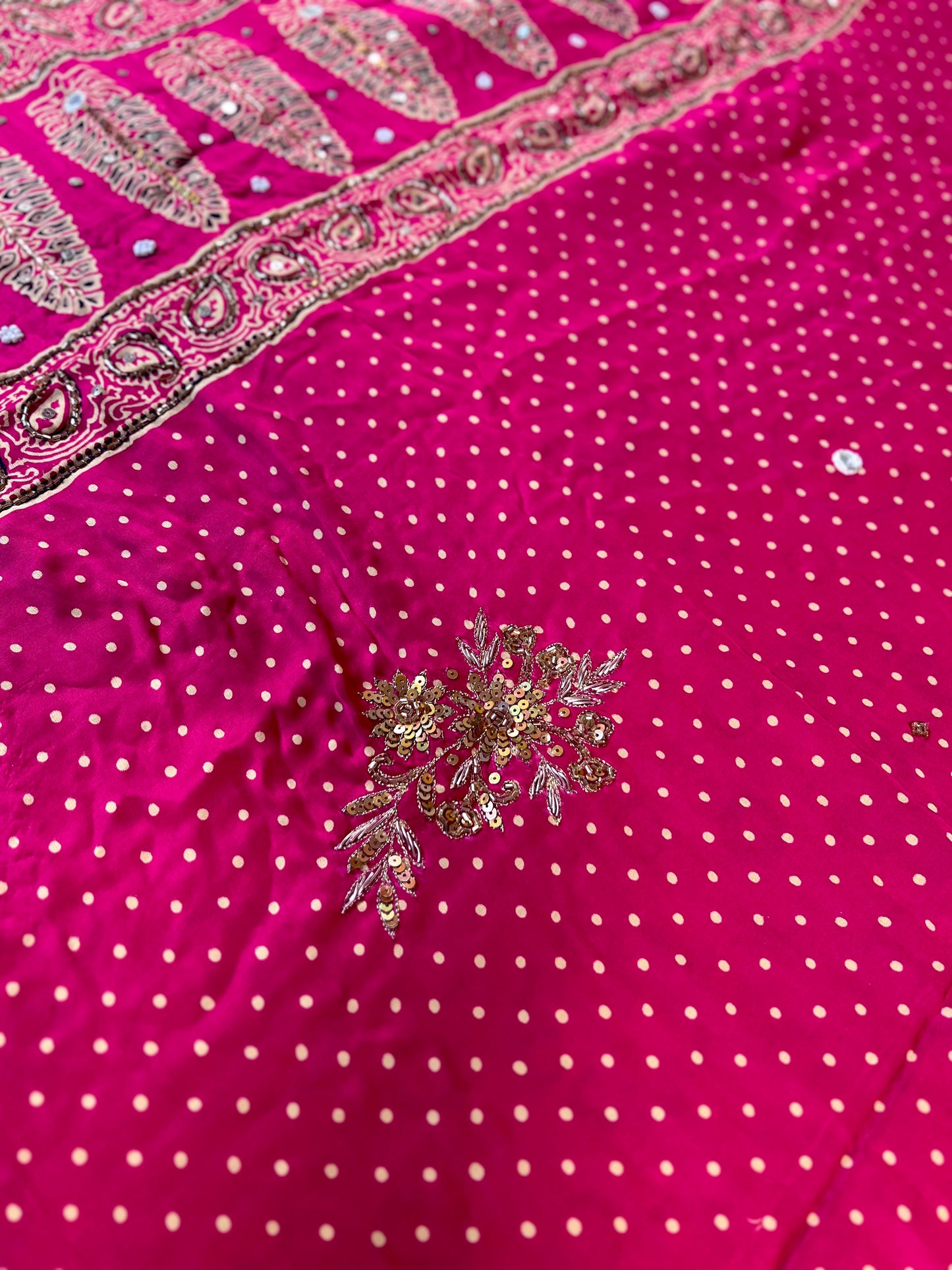 FUCHSIA MUSE - Pure Modal Ajrakh Hand Embroidered Saree