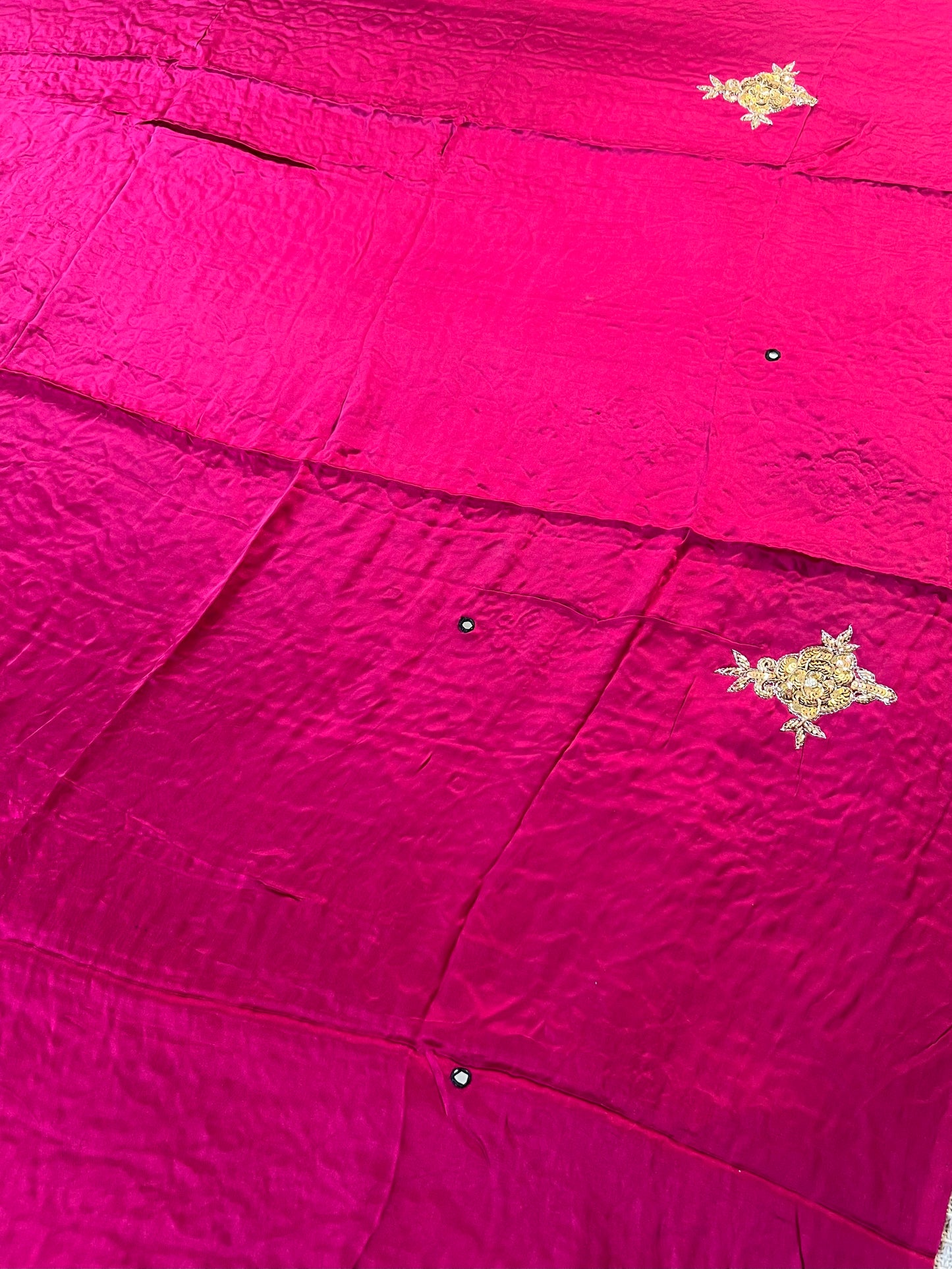 RANI ROSE - Pure Modal Ajrakh Hand Embroidered Saree