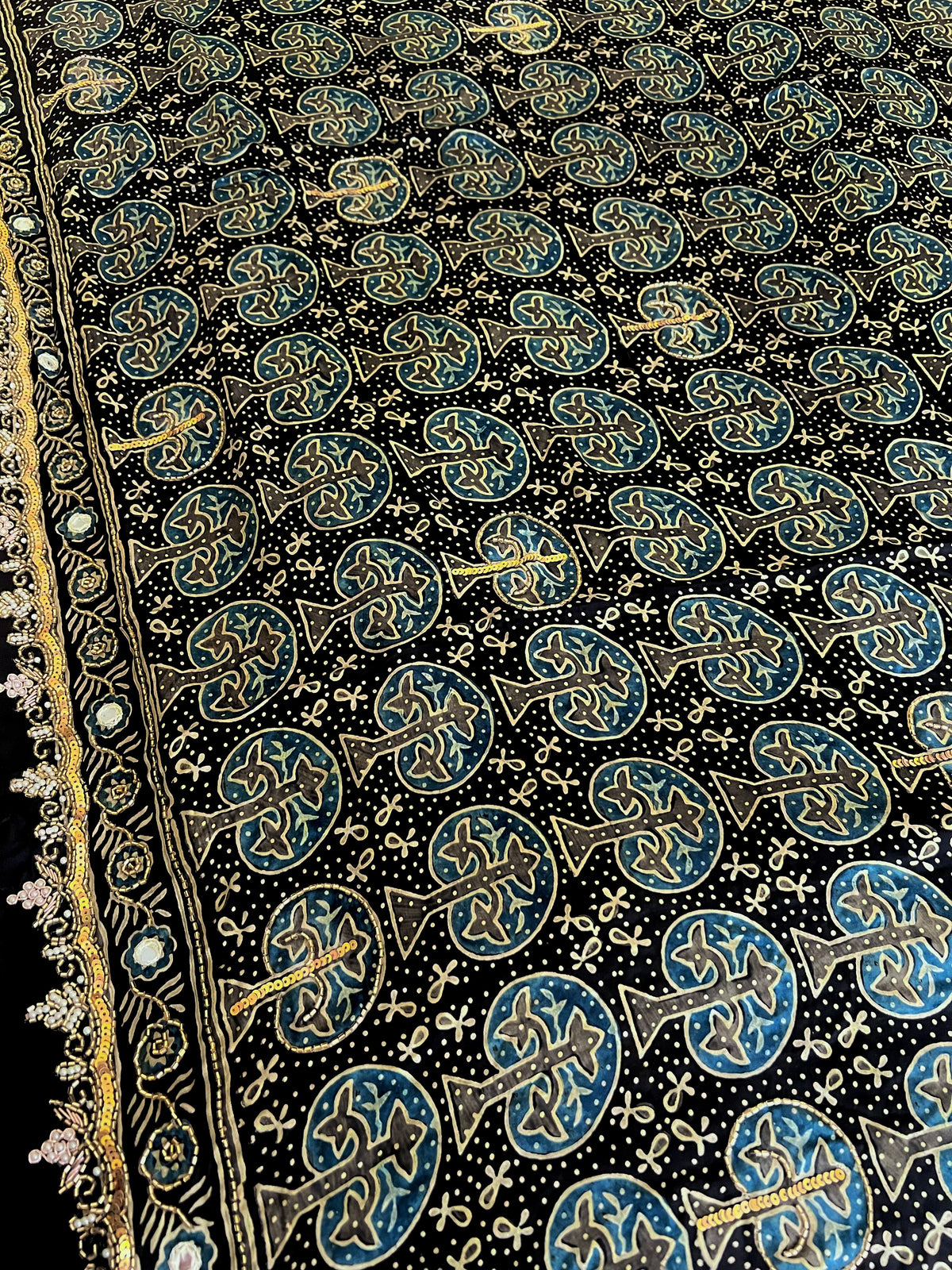 SHADOW ORCHID - Pure Modal Ajrakh Hand Embroidered Saree