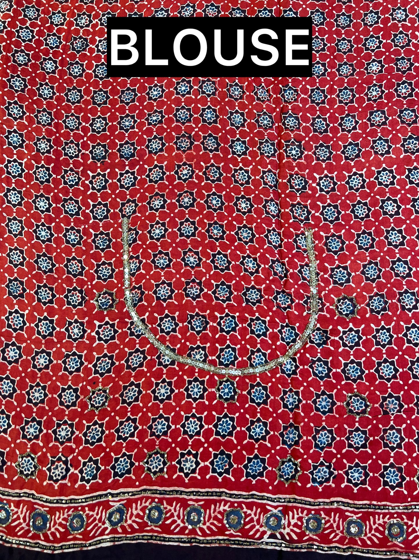 MIDNIGHT ROUGE - Pure Modal Ajrakh Hand Embroidered Saree