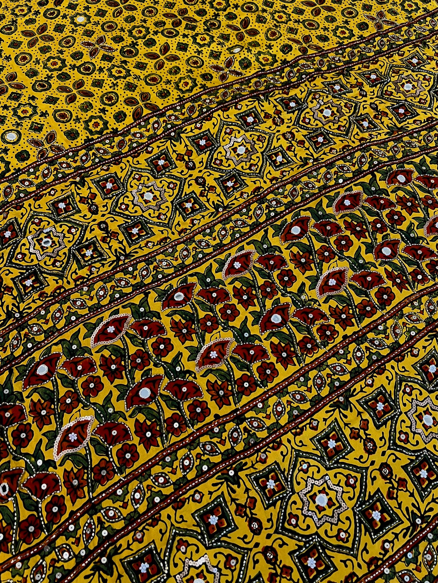 SUNNY DREAM - Pure Modal Ajrakh Hand Embroidered Saree