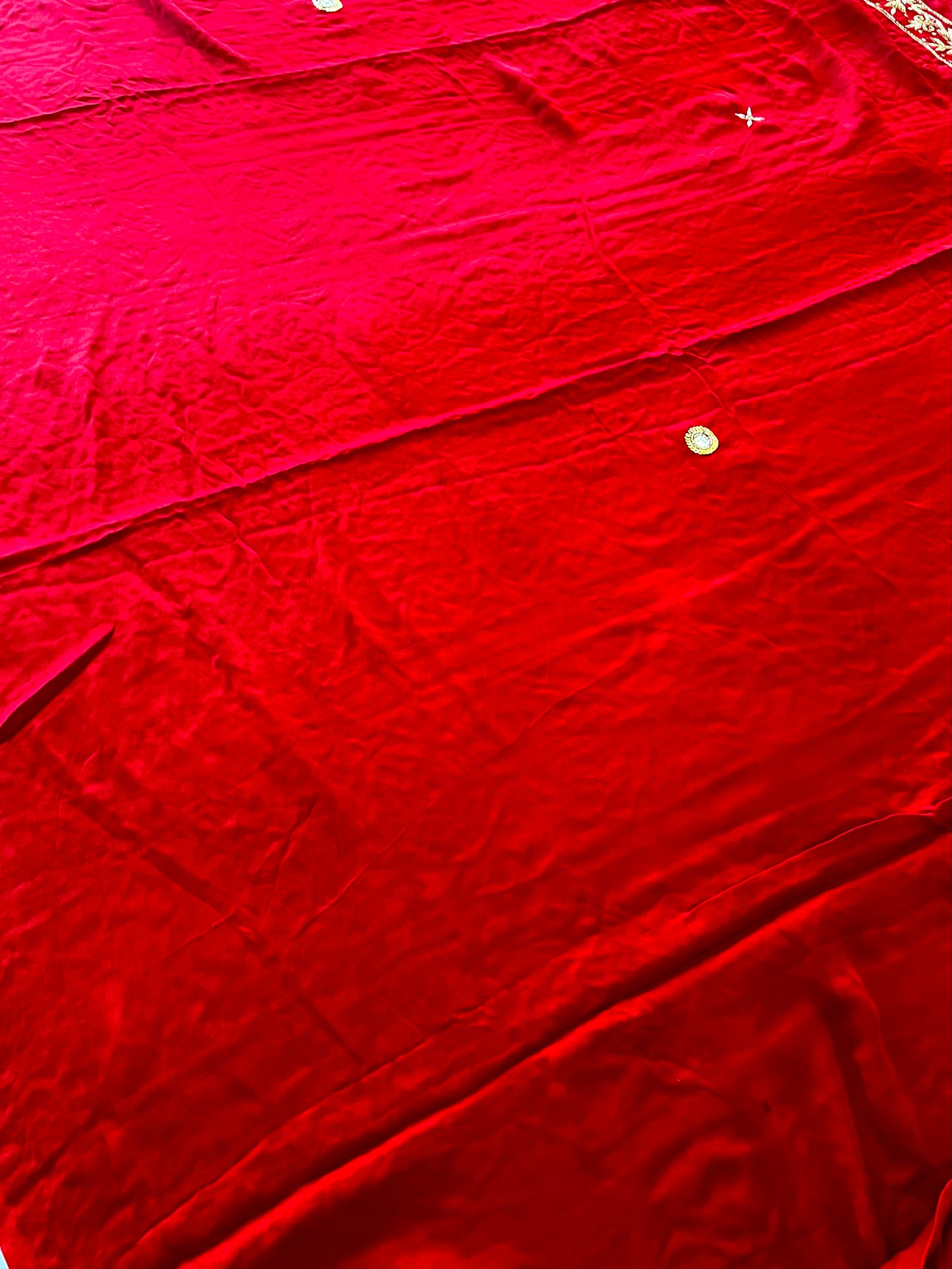 RED ROMANCE - Pure Modal Ajrakh Hand Embroidered Saree
