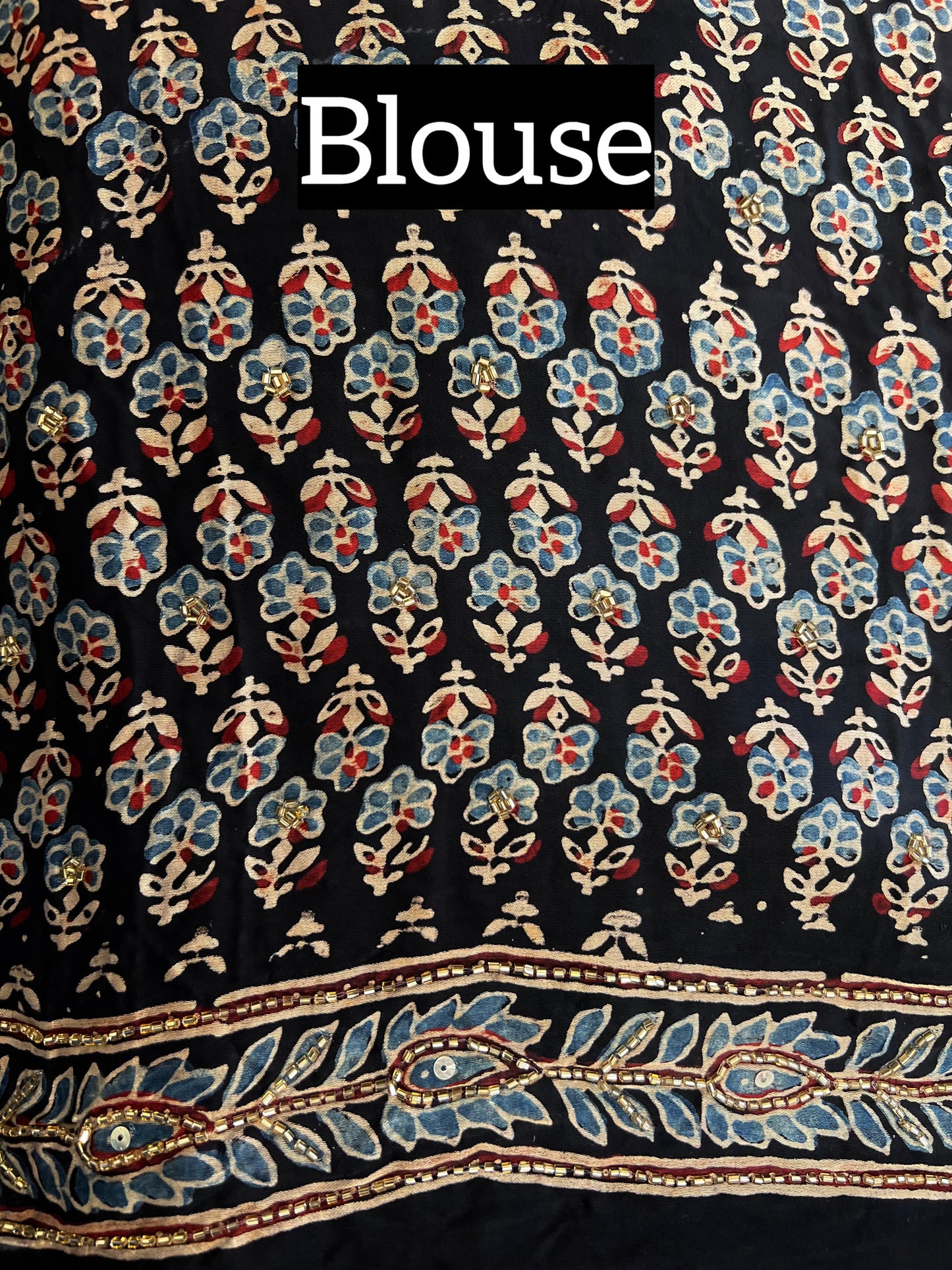 CHESTNUT MUSE - Pure Modal Ajrakh Hand Embroidered Saree
