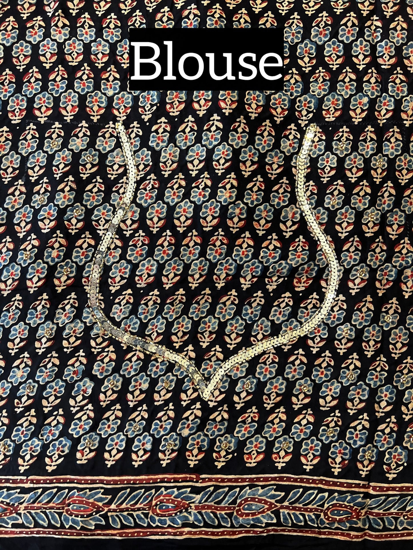 CHESTNUT MUSE - Pure Modal Ajrakh Hand Embroidered Saree