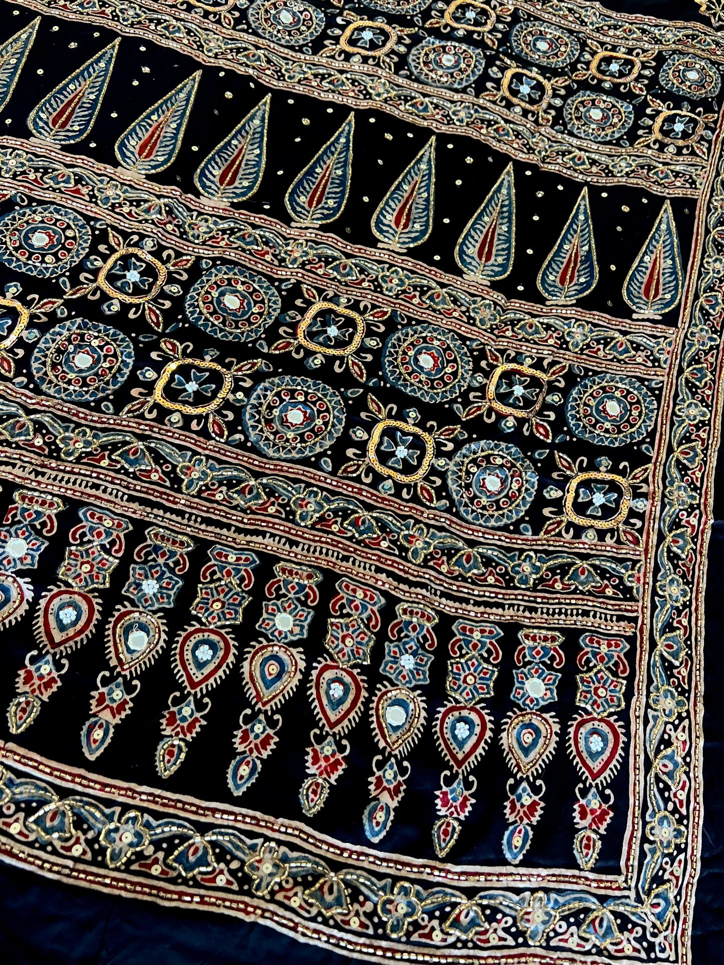WILD ROSEWOOD - Pure Modal Ajrakh Hand Embroidered Saree