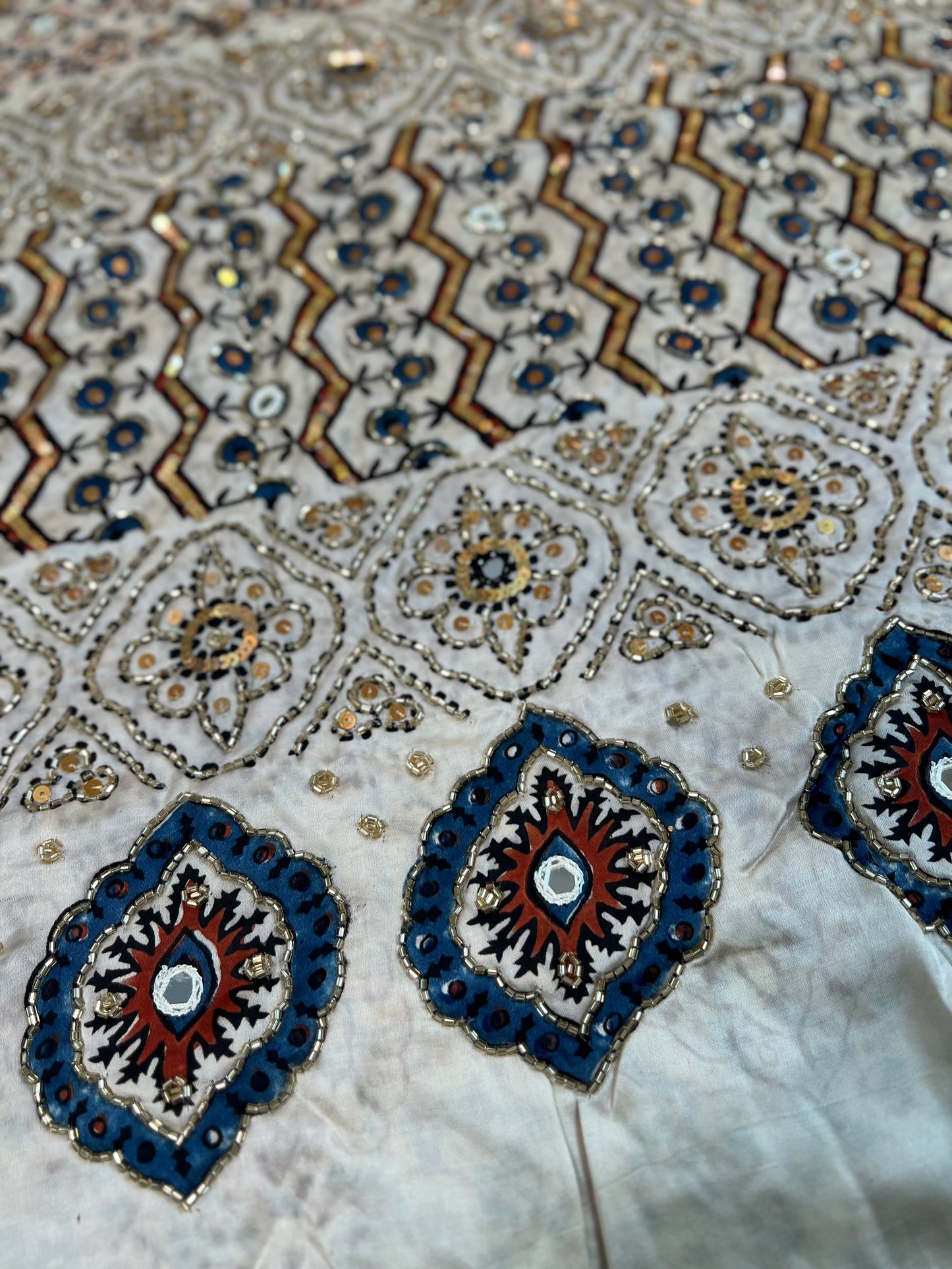 BLUSH ROSE - Pure Modal Ajrakh Hand Embroidered Saree