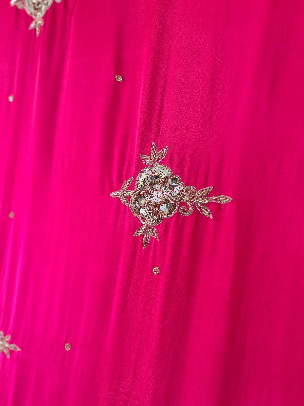 WHIMSY ROSE - Pure Modal Ajrakh Hand Embroidered Saree