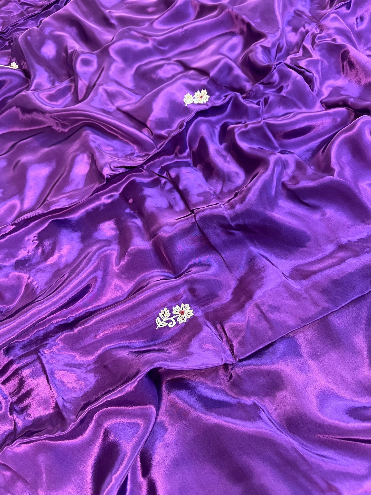 Purple Zardosi Embroidered Crepe Designer Saree with Unstitched Blouse