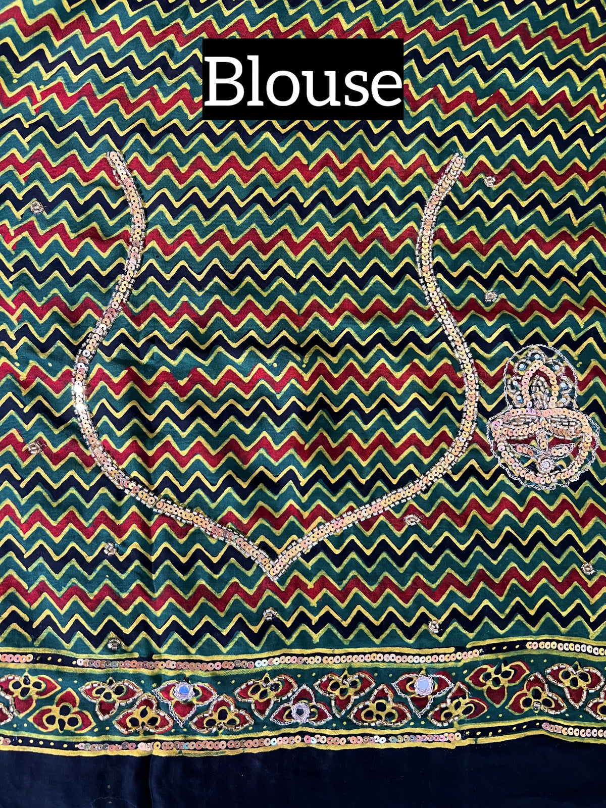 SPARKLE RUSH - Pure Modal Ajrakh Hand Embroidered Saree