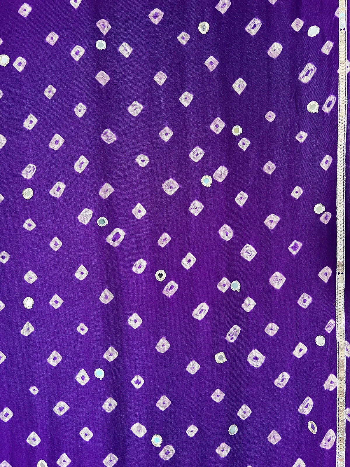 PURPLE ROYALE BANDHANI - Pure Modal Bandhani Ajrakh Hand Embroidered Saree