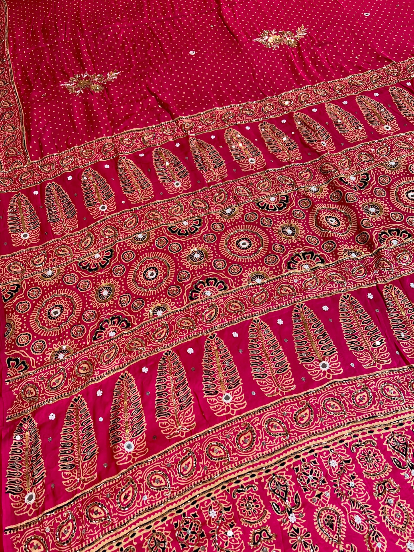 FUCHSIA MUSE - Pure Modal Ajrakh Hand Embroidered Saree