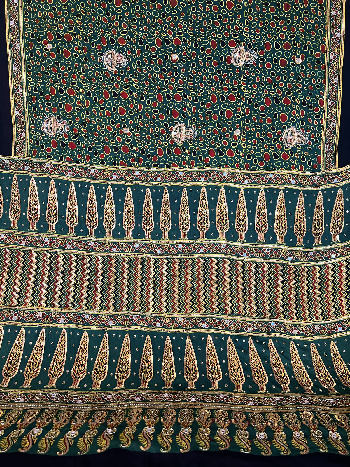 SPARKLE RUSH - Pure Modal Ajrakh Hand Embroidered Saree
