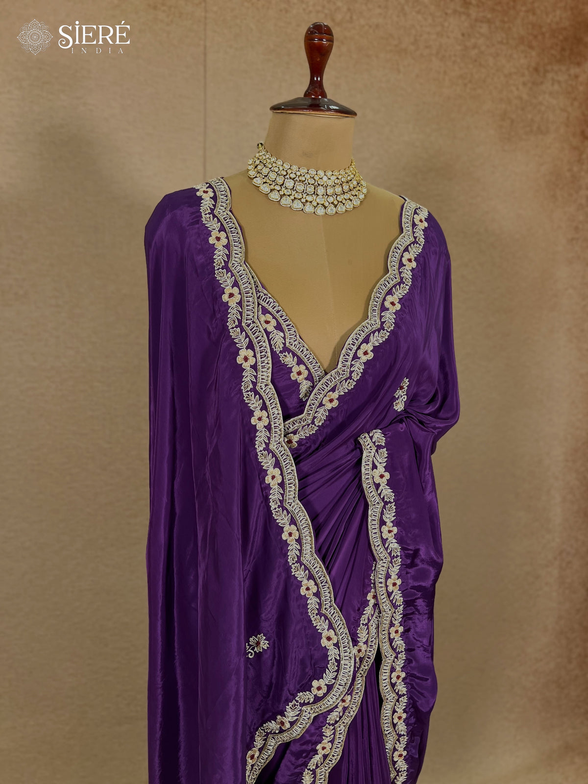 MALLIKA - Pure Crepe Zardosi Hand Embroidered Saree