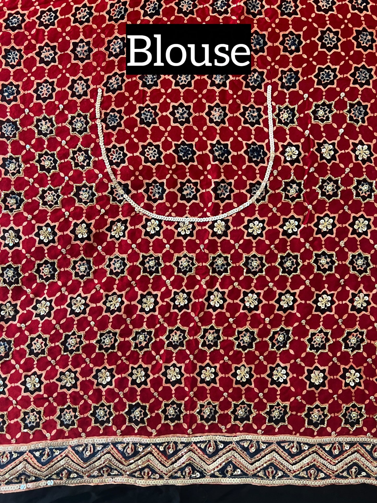 PASSION BLOOM - Pure Modal Ajrakh Hand Embroidered Saree