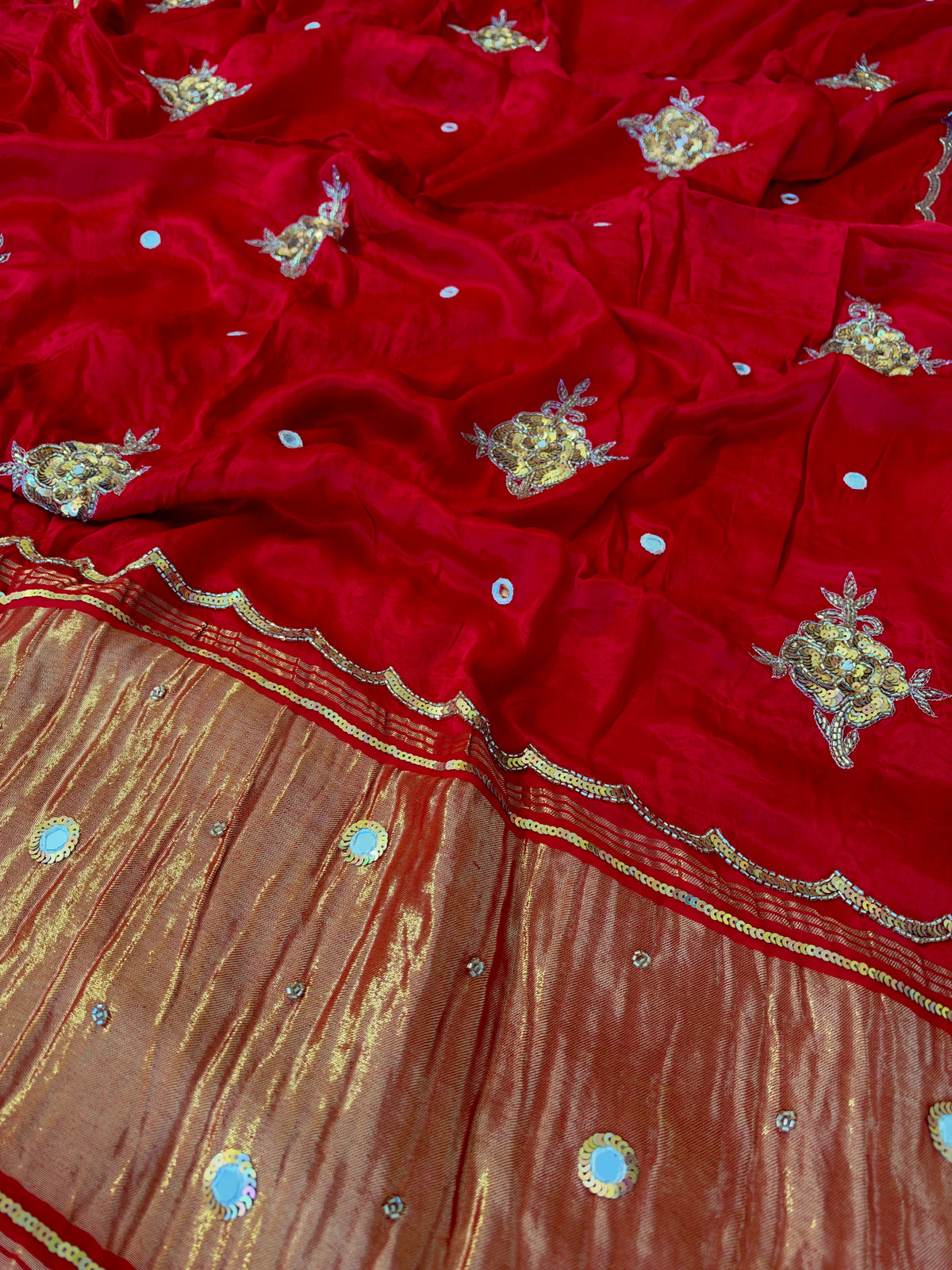 SPINEL ROSE - Pure Modal Hand Embroidered Saree with Tassels