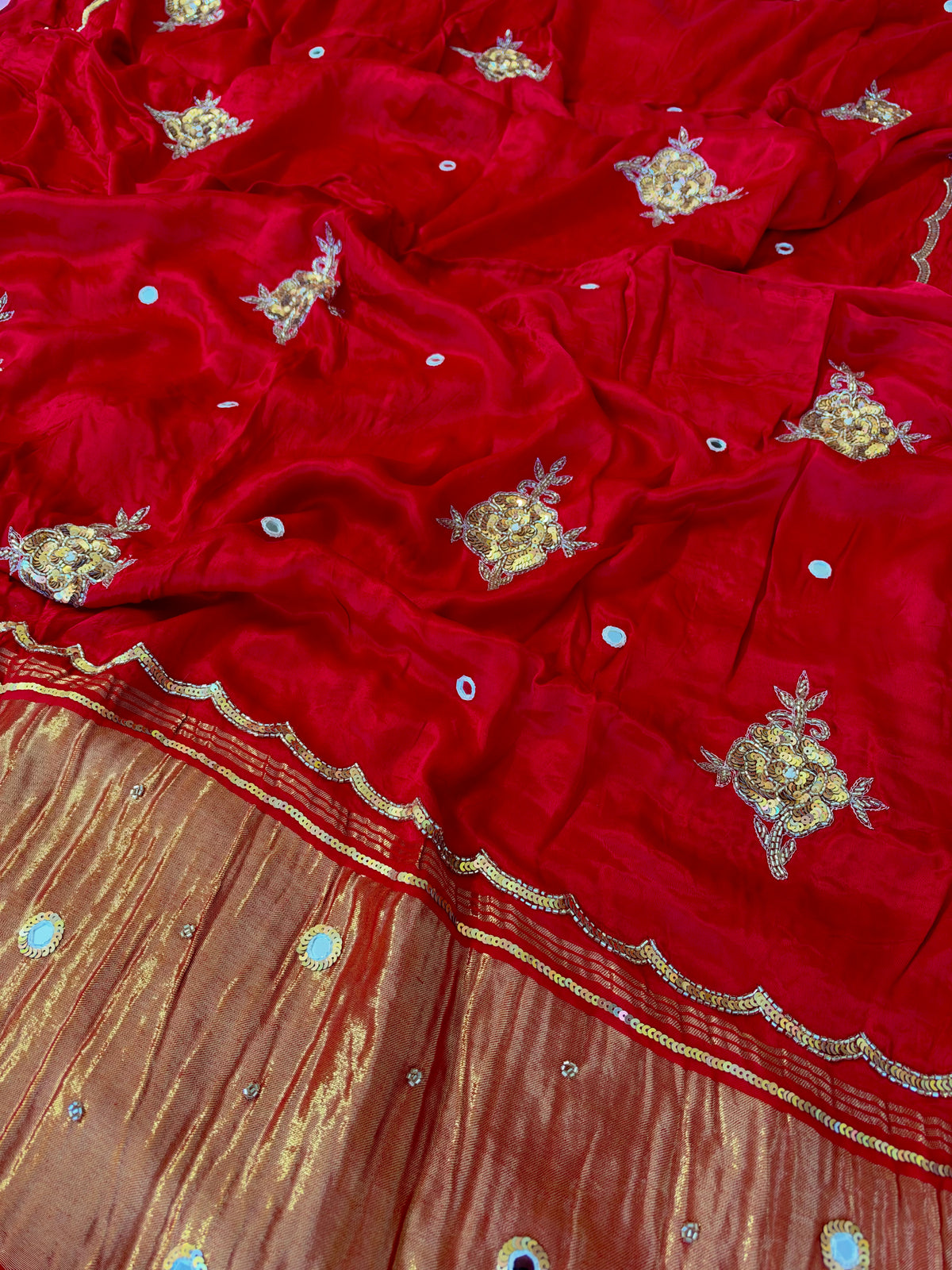 SPINEL ROSE - Pure Modal Hand Embroidered Saree with Tassels