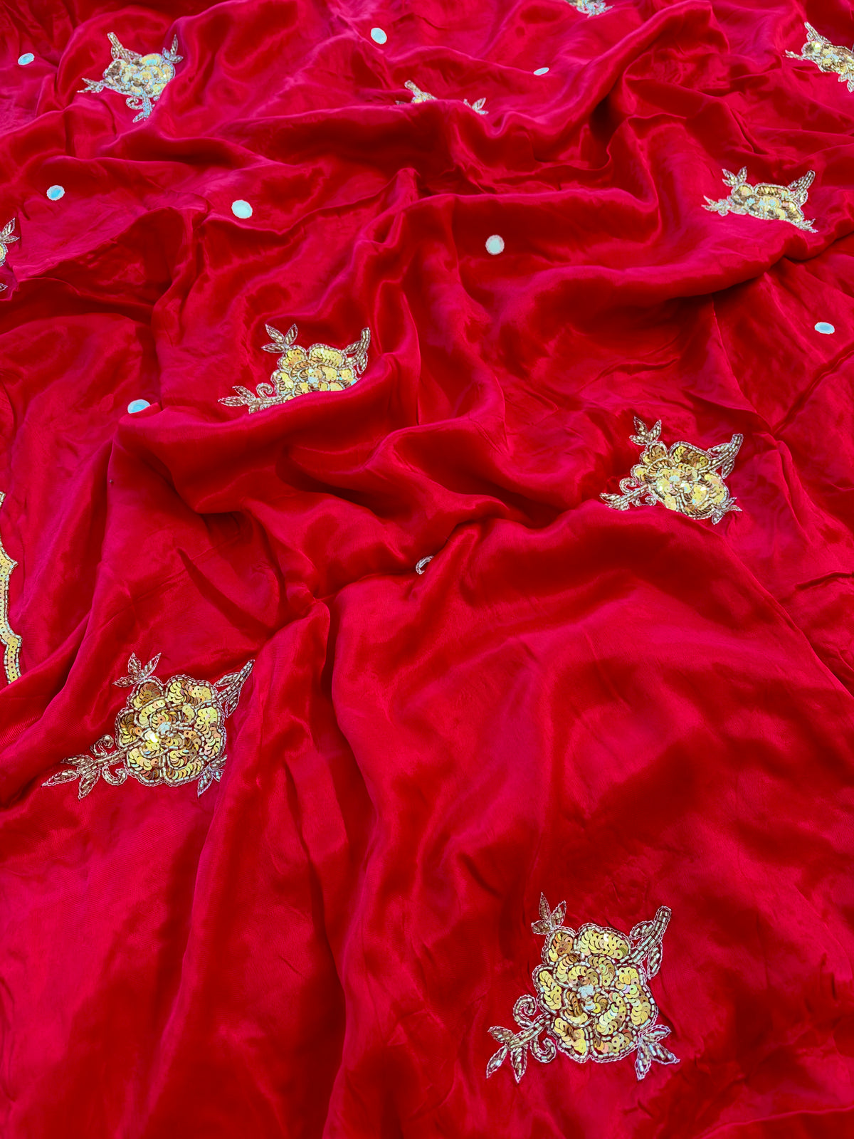 SPINEL ROSE - Pure Modal Hand Embroidered Saree with Tassels