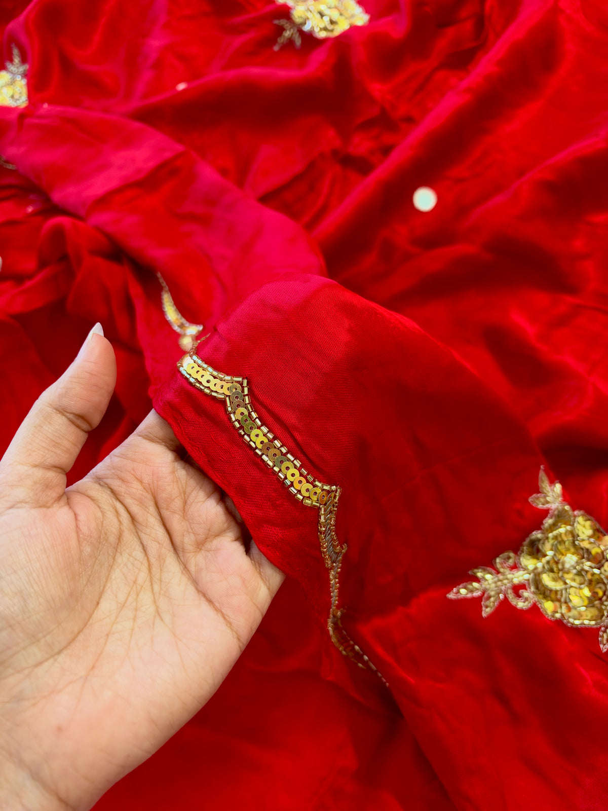 SPINEL ROSE - Pure Modal Hand Embroidered Saree with Tassels