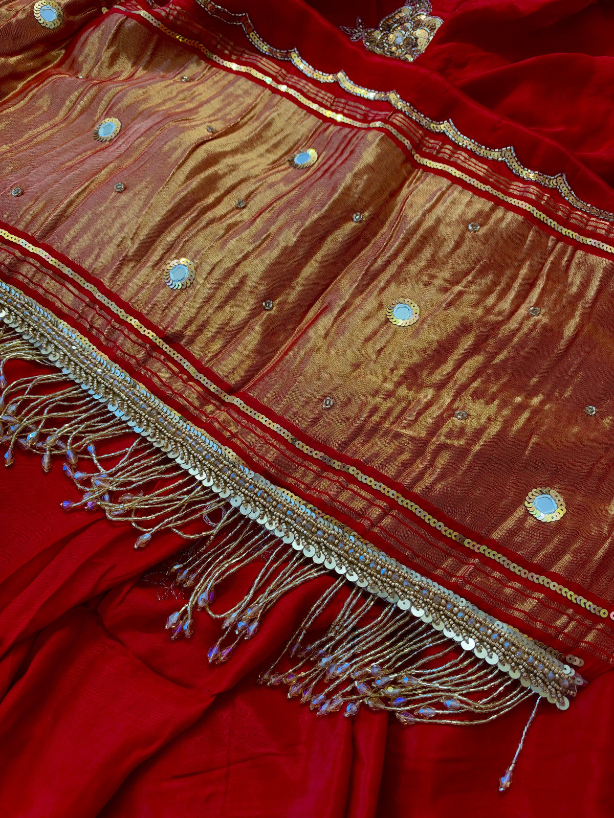 SPINEL ROSE - Pure Modal Hand Embroidered Saree with Tassels