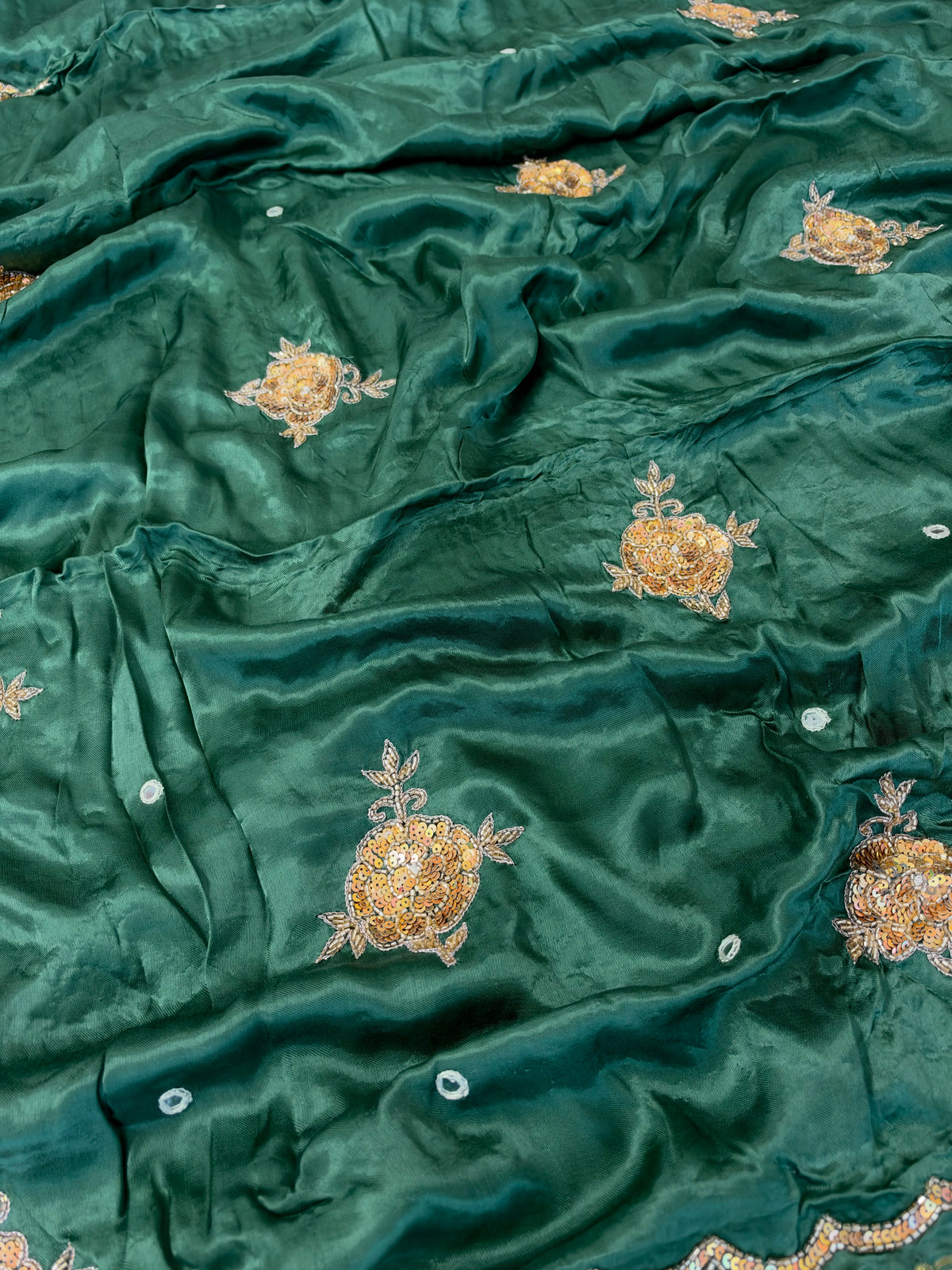 SAGE ROSE - Pure Modal Hand Embroidered Saree with Tassels