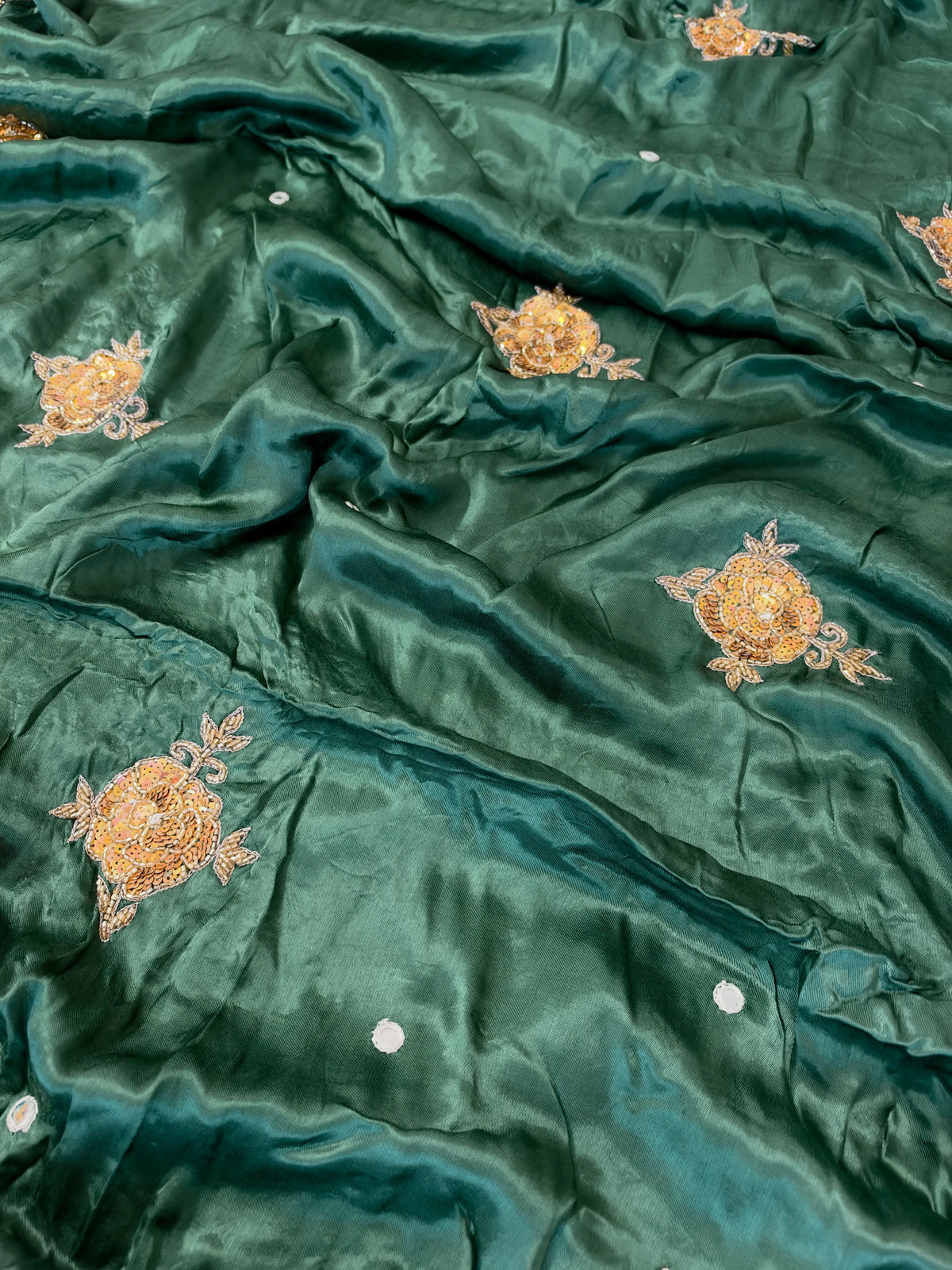 SAGE ROSE - Pure Modal Hand Embroidered Saree with Tassels